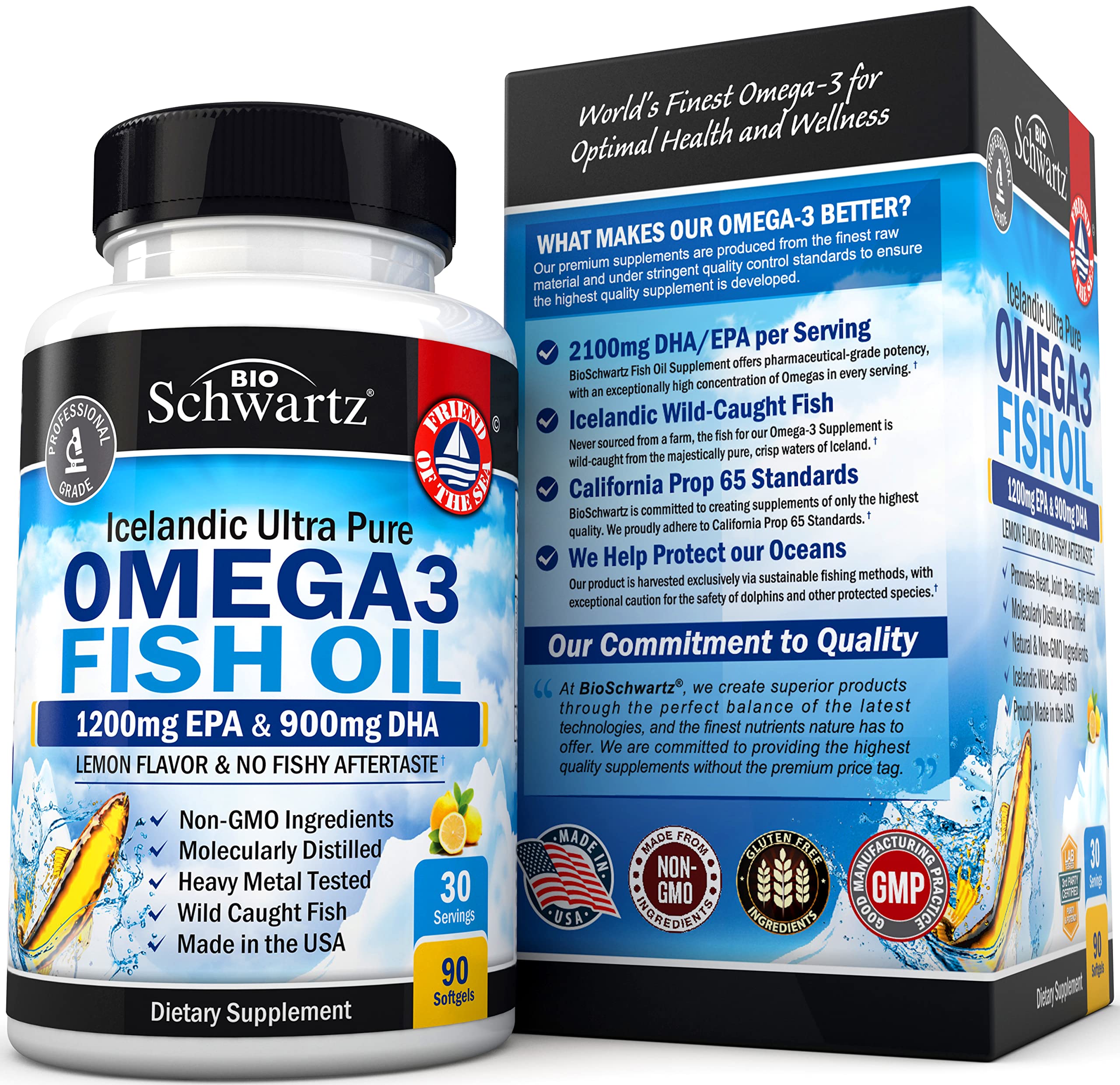 Omega 3 Fish Oil Supplement - 1200mg EPA and 900mg DHA Fatty Acid Per Serving BioSchwartz uk supplements