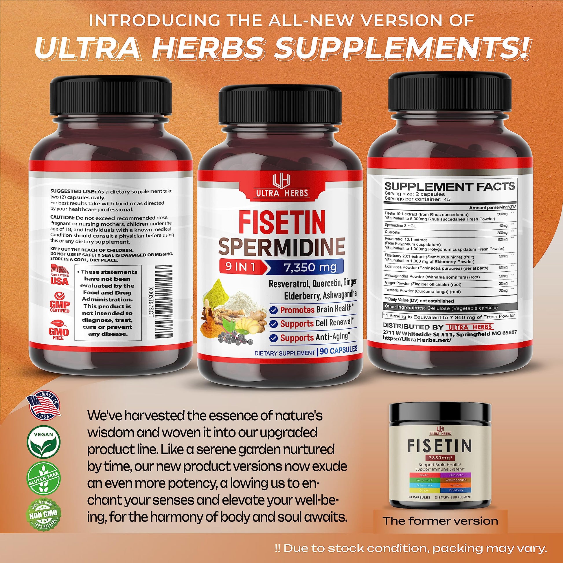 Ultra Fisetin Supplements Complex 7350mg Resveratrol 1000mg Quercetin 200mg ULTRA HERBS uk supplements