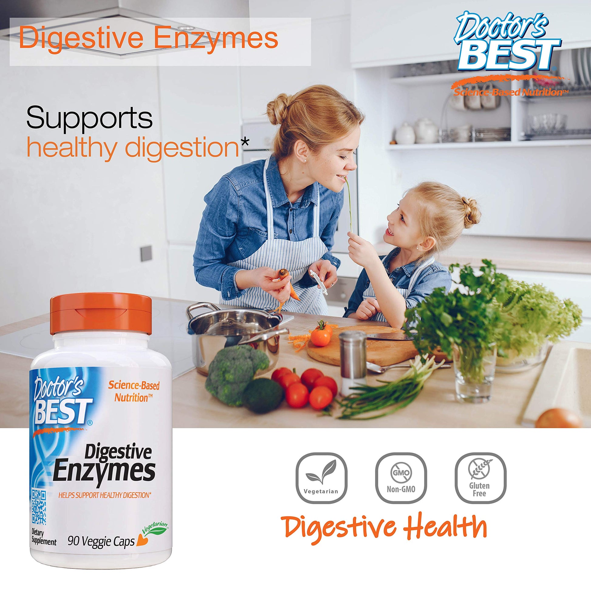 Doctor's Best Digestive Enzymes Non-GMO Vegetarian Gluten Free, 90 Cap Doctor's BEST uk supplements