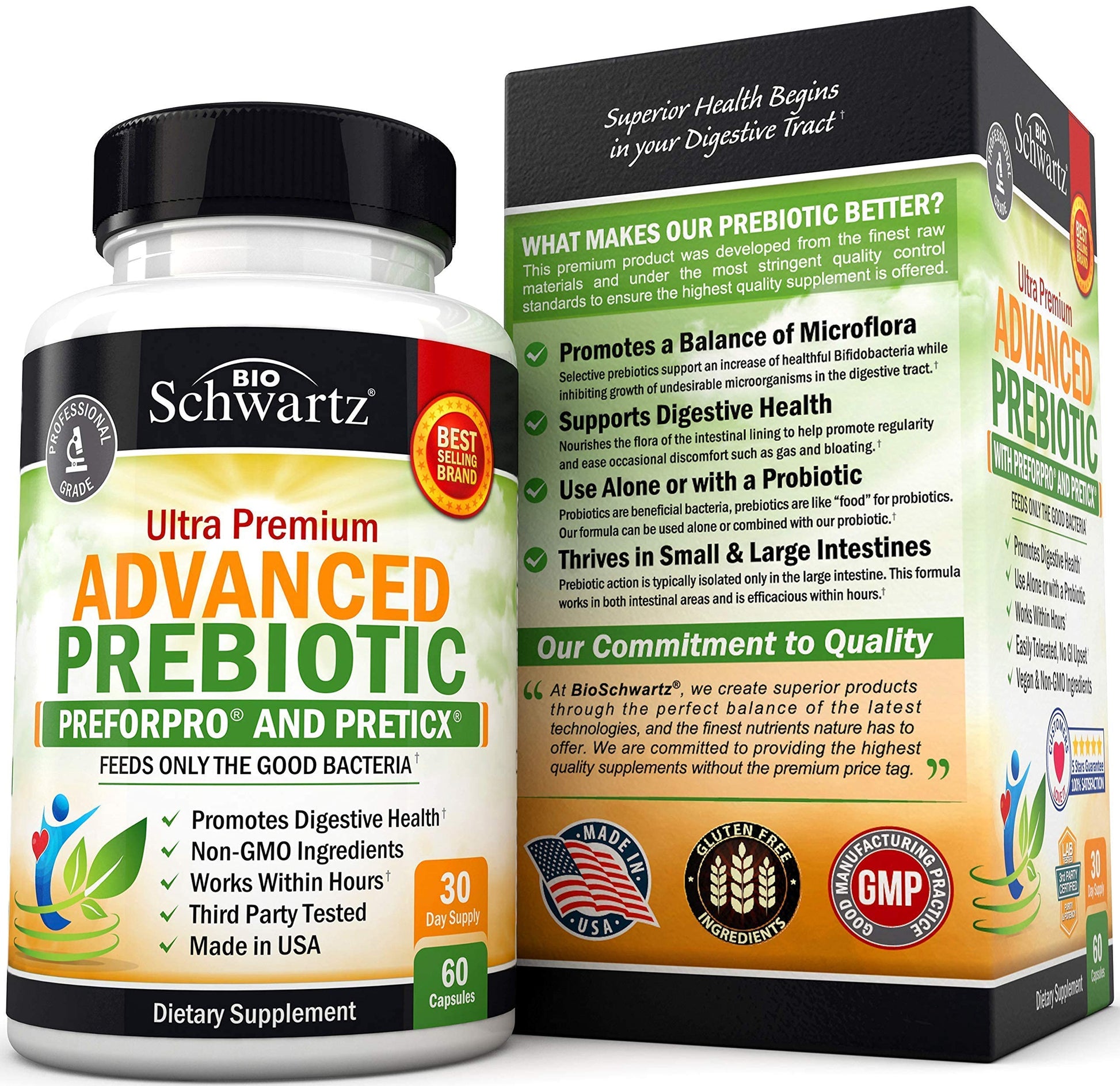 Prebiotics for Advanced Gut Health - Immune System Support & Dietary Fiber BioSchwartz uk supplements