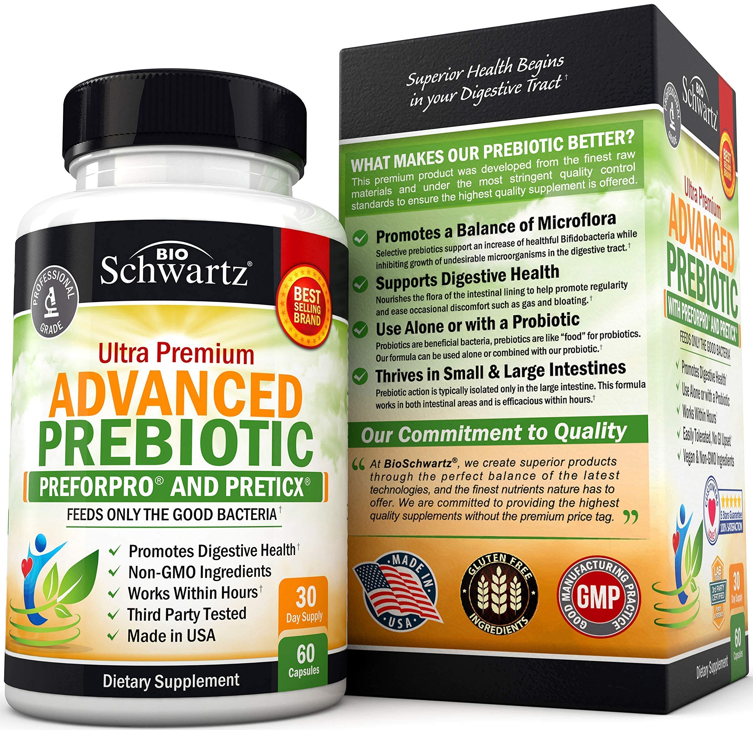 Prebiotics for Advanced Gut Health - Immune System Support & Dietary Fiber BioSchwartz uk supplements