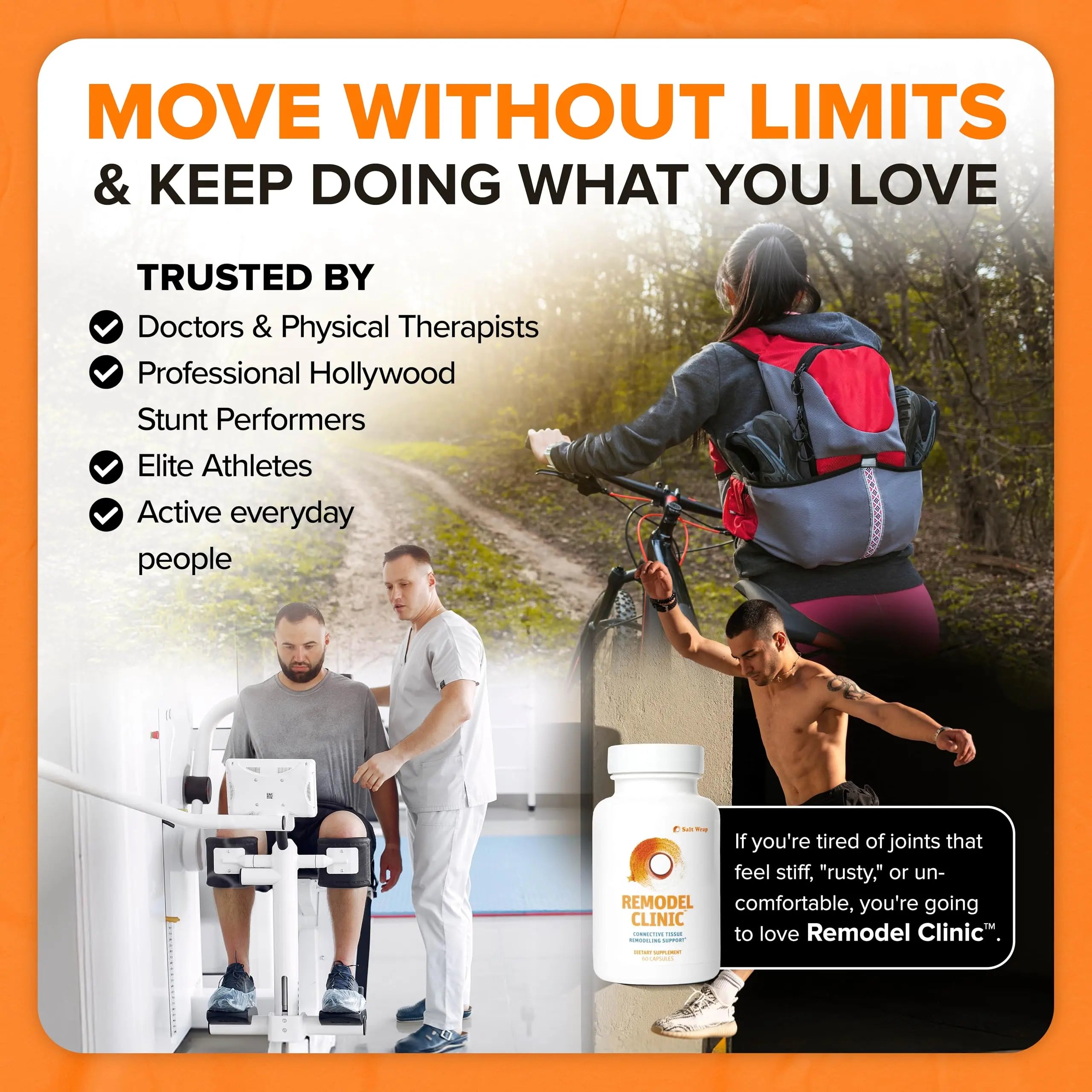 SaltWrap Remodel Clinic - Joint Remodeling Supplement for Senescent Cell Removal and Scar Tissue - Improve Mobility, Reduce Connective Tissue Stiffness - Fisetin, Quercetin, Bromelain - 60 Capsules SaltWrap uk supplements