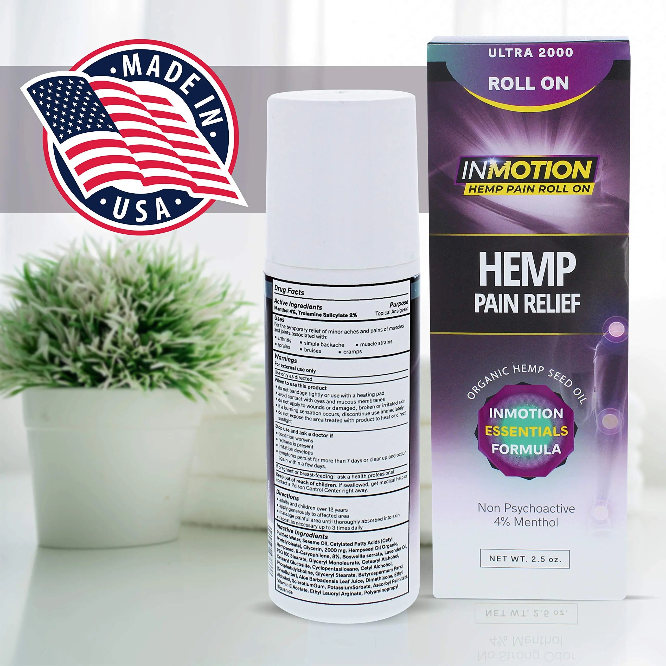InMotion Hemp Roll On for Pain - 4 Pack Premium Ultra Strength Fast Acting, Long Lasting, Odorless Hemp Oil Roll On Pain Reliever for Joint, Muscle, & Back (4) InMotion Hemp uk supplements