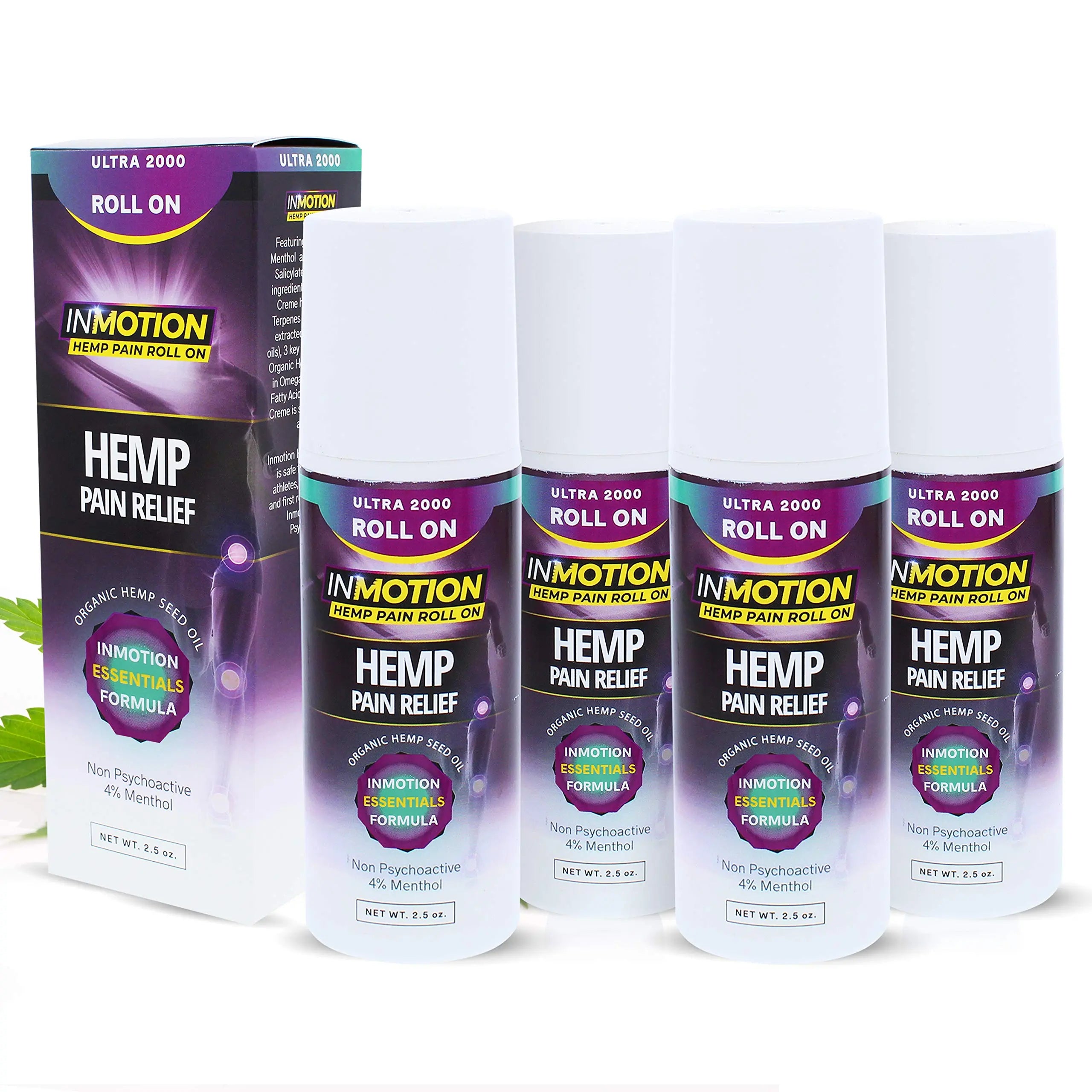 InMotion Hemp Roll On for Pain - 4 Pack Premium Ultra Strength Fast Acting, Long Lasting, Odorless Hemp Oil Roll On Pain Reliever for Joint, Muscle, & Back (4) InMotion Hemp uk supplements