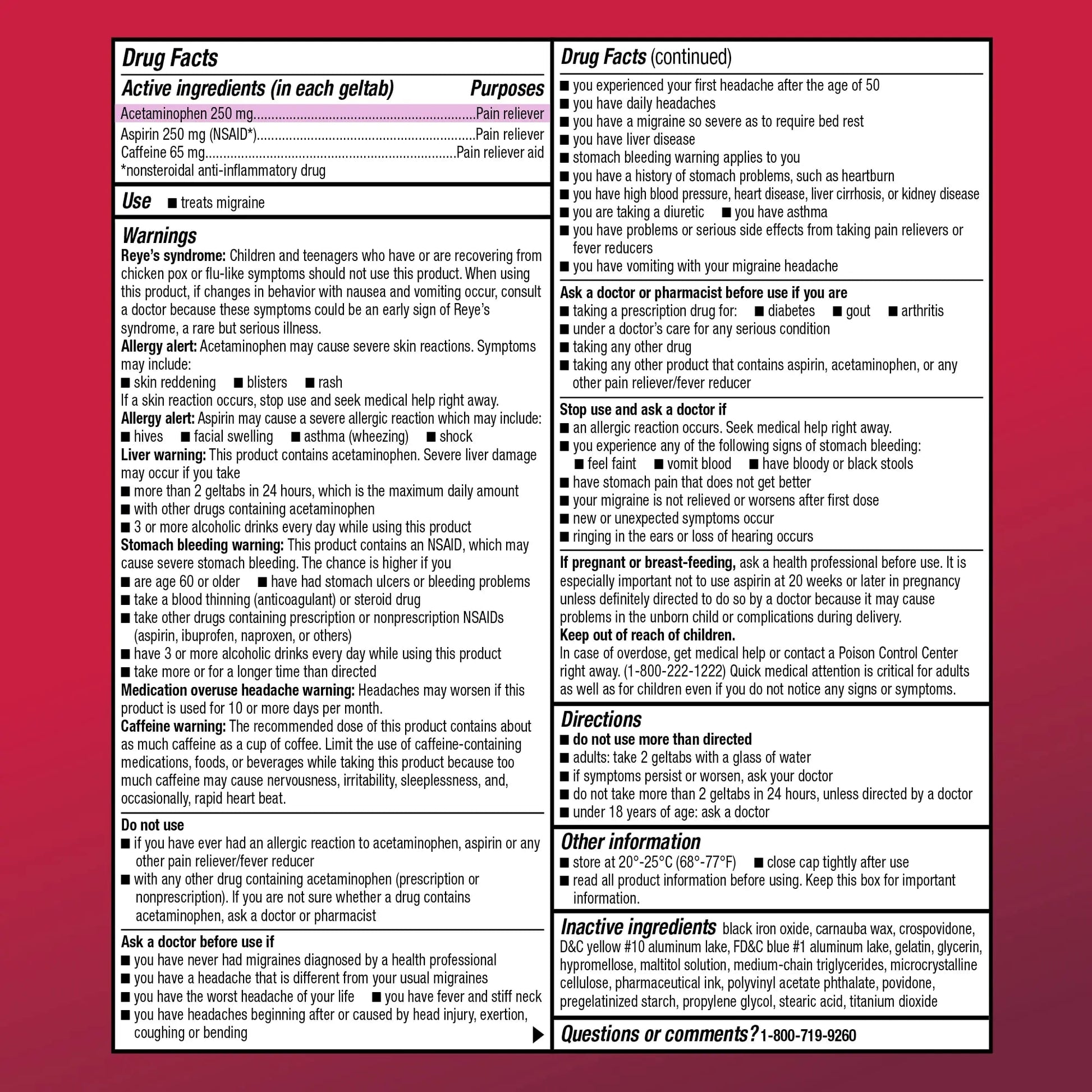 Amazon Basic Care Migraine Relief Geltabs, Pain Reliever, Acetaminophen 250 mg, Aspirin 250 mg (NSAID) and Caffeine 65 mg, Headache Relief, 80 Count Amazon Basic Care uk supplements