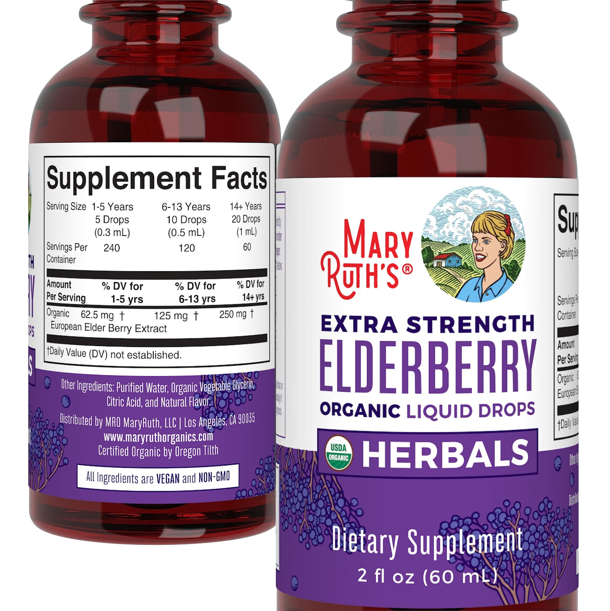 MaryRuth Organics Elderberry Syrup Extra Strength, USDA Organic Elderberry, Sugar Free Adults & Kids Immune Support Supplement for Ages 1+, Clean Label Project Verified®, Vegan, Gluten Free, 2 Fl Oz MARYRUTH'S uk supplements