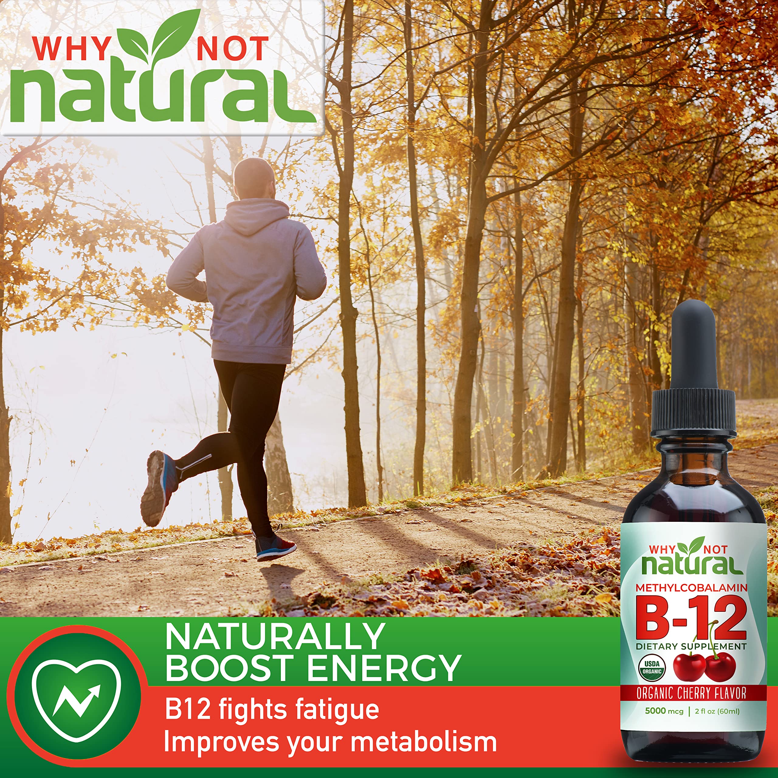 Why Not Natural Organic Vitamin B12 Liquid - Sublingual Extra Strength 60 x 5000 mcg Why Not Natural uk supplements