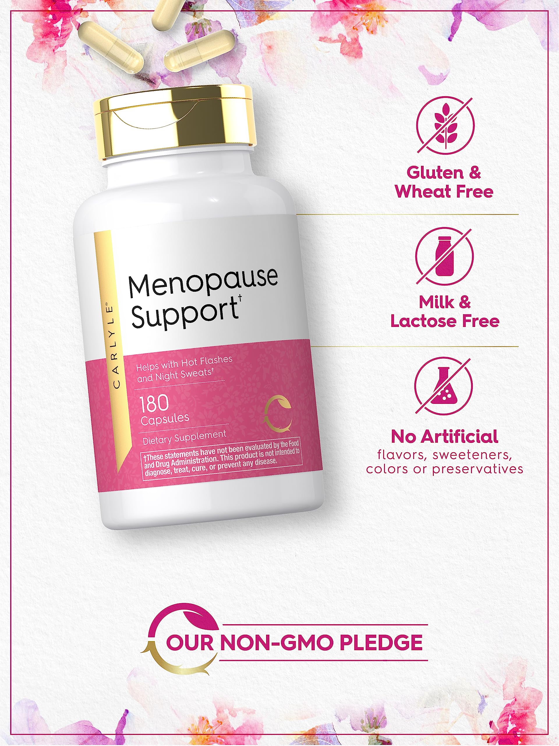 Carlyle Menopause Supplement for Women | 180 Capsules | Helps with Hot Flashes and Night Sweats | Non-GMO, Gluten Free Menopause Support Carlyle uk supplements