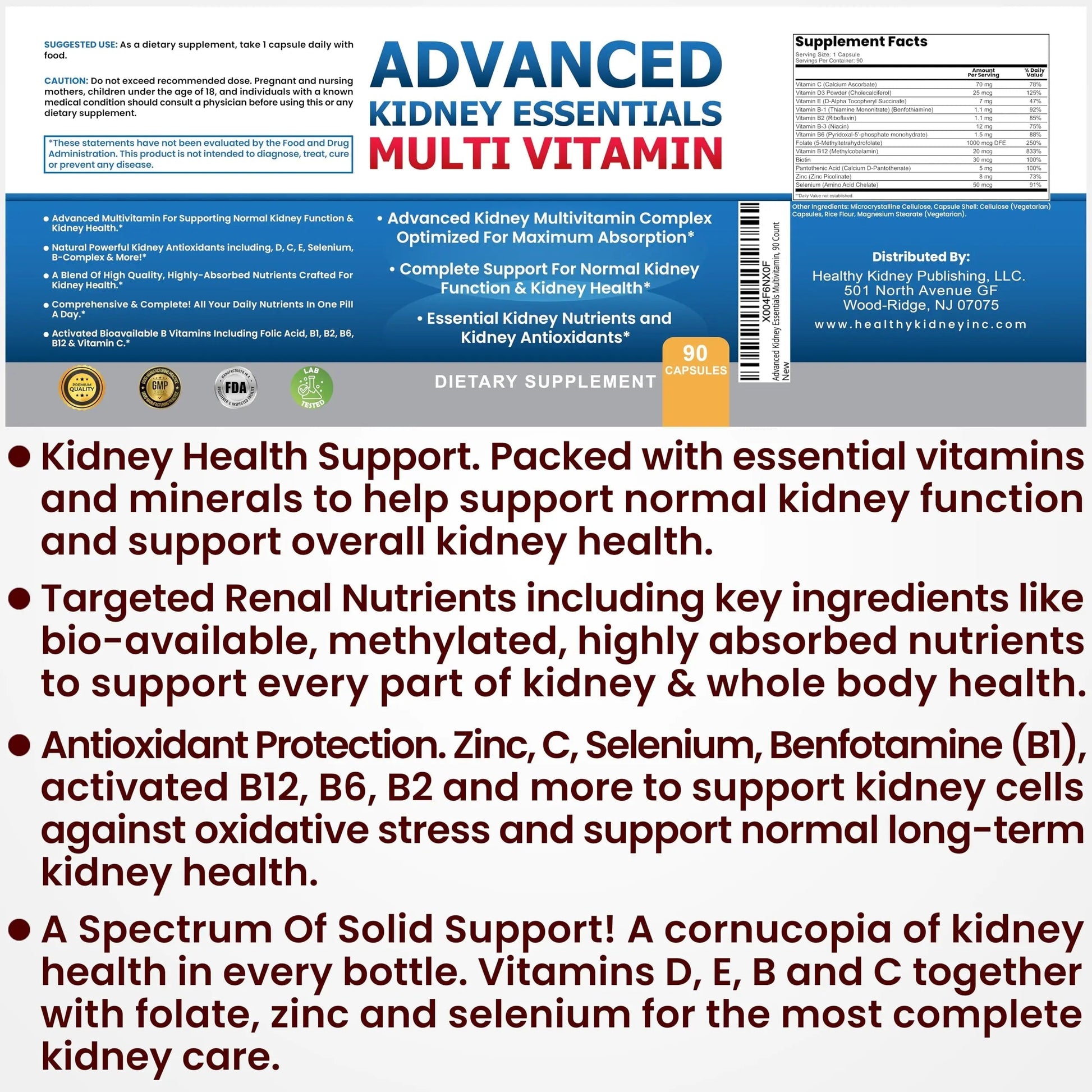 Advanced Kidney Essentials Multivitamin. Kidney Support Supplement for Complete Kidney Health. Kidney Health Supplement Kidney Restore uk supplements