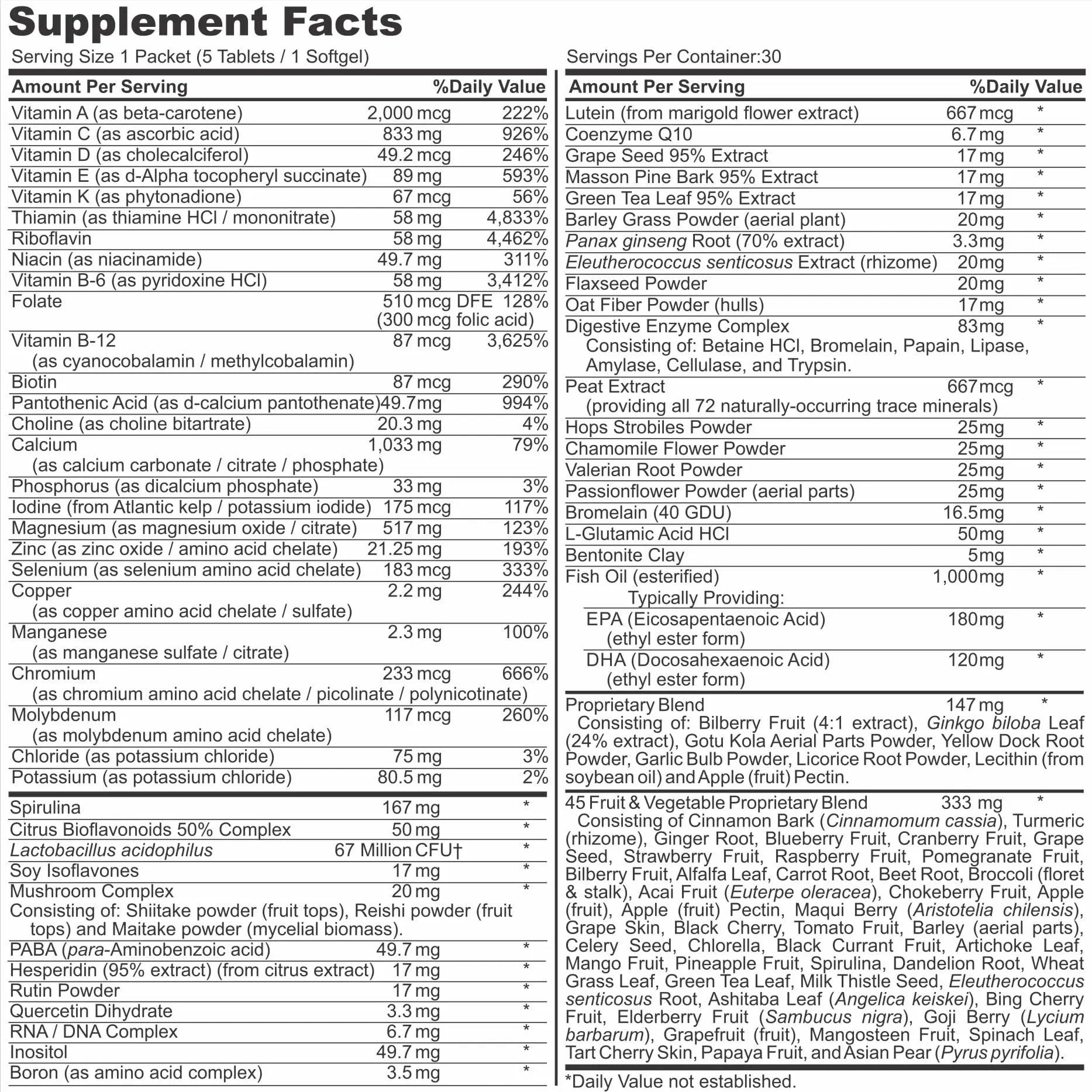 Healthy 'N Fit NUTRI Pack - 30 Day Pkt -One Pack Daily, Multivitamin All-in-One Packets Healthy 'N Fit uk supplements