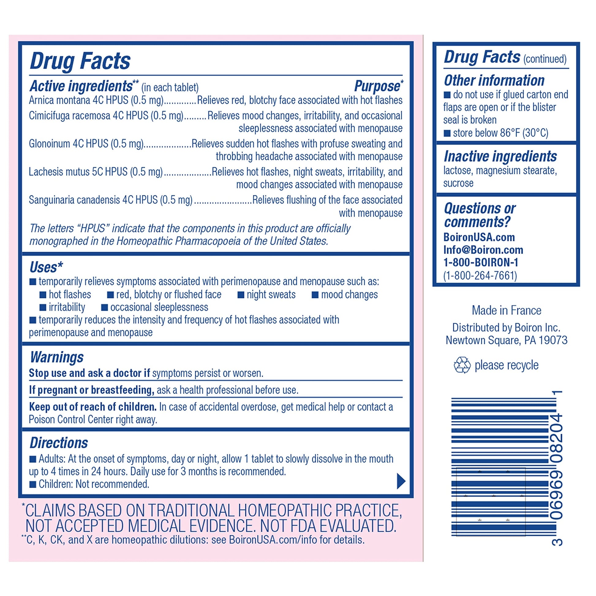 Boiron Cyclease Menopause Tablets for Relief of Hot Flashes, Night Sweats, Irritability, and Mood Swings - 60 Count Boiron uk supplements