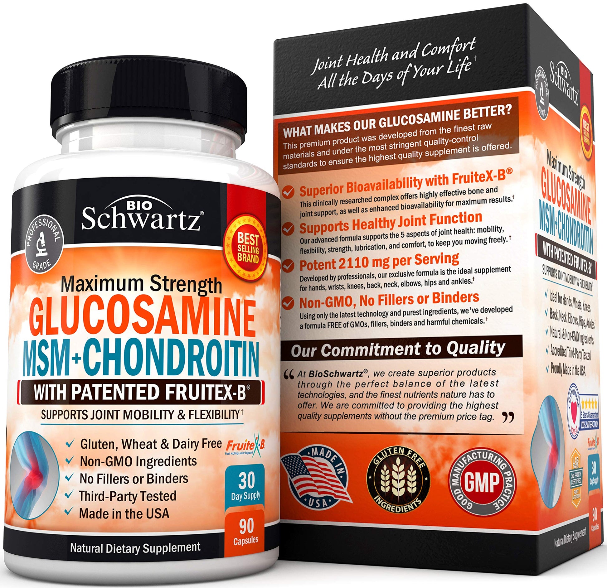 Glucosamine Chondroitin MSM 2110mg - Joint Support Supplement with Turmeric BioSchwartz uk supplements