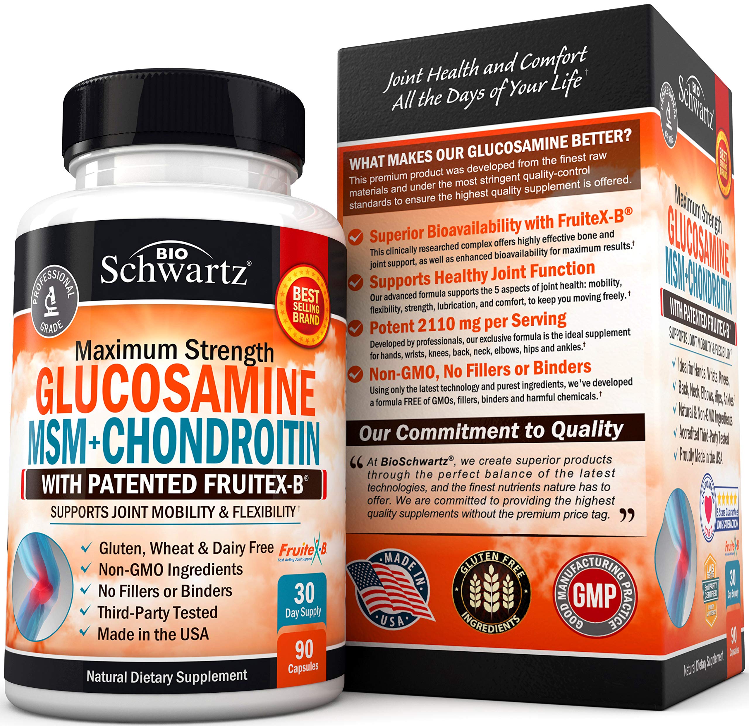 Glucosamine Chondroitin MSM 2110mg - Joint Support Supplement with Turmeric BioSchwartz uk supplements