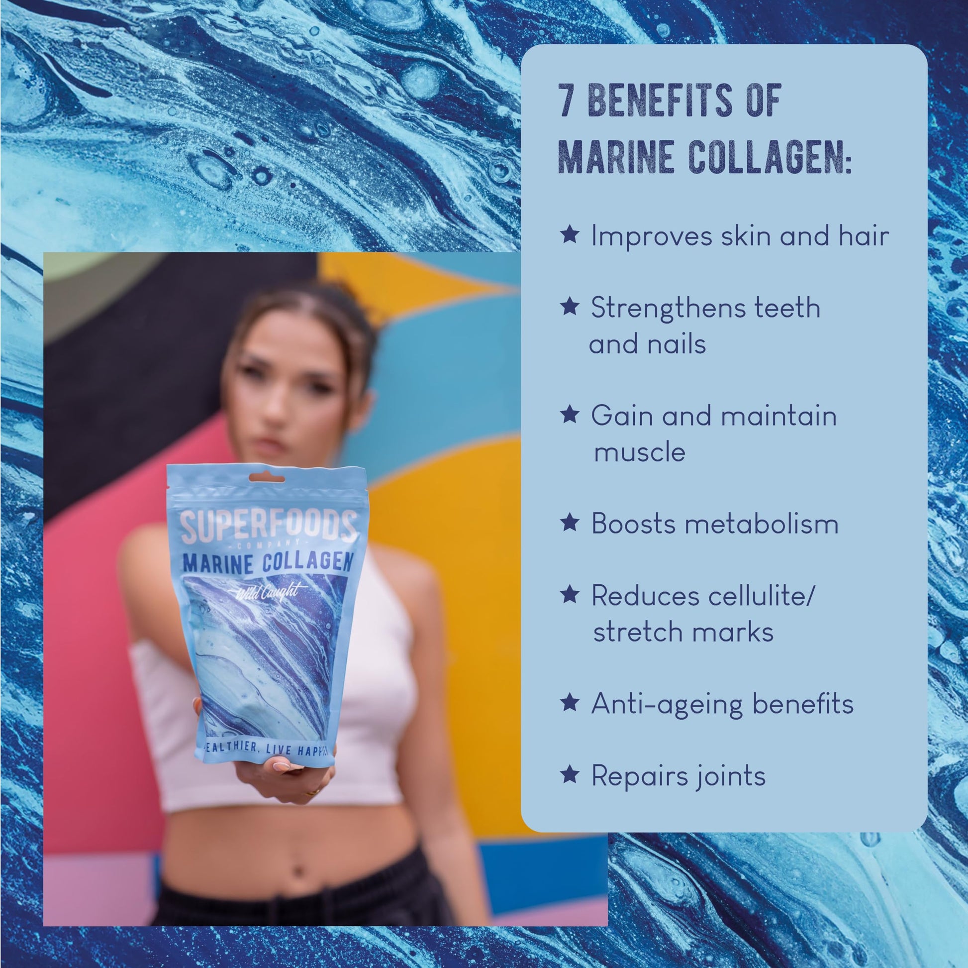 Superfoods Company - Hydrolysed Marine Collagen, Boosts Hair and Skin Health, Unflavoured Superfoods Company uk supplements