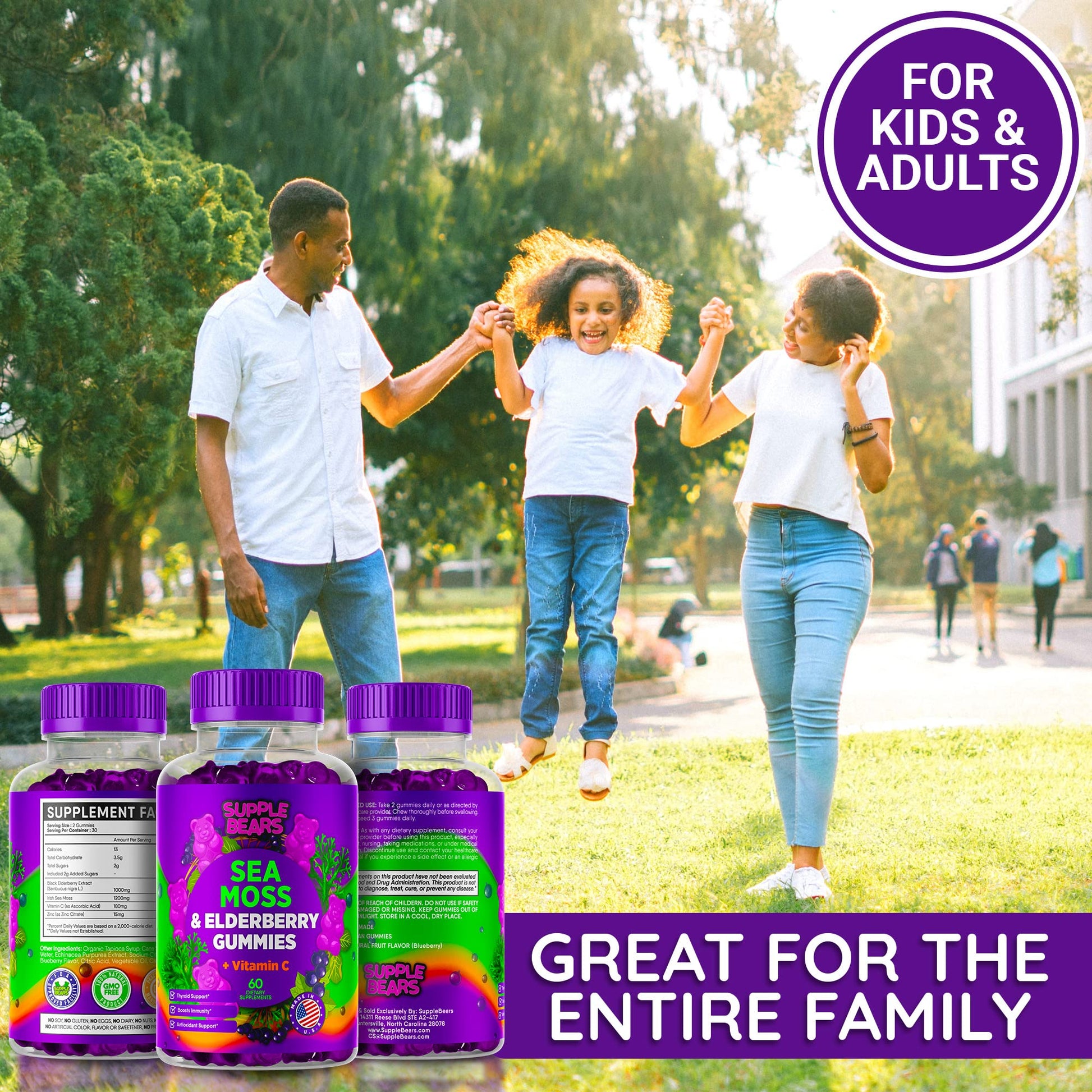 Supplebears Sea Moss Gummies & Elderberry - Vitamin C + Zinc – Extra Strength Immune Supplebears uk supplements