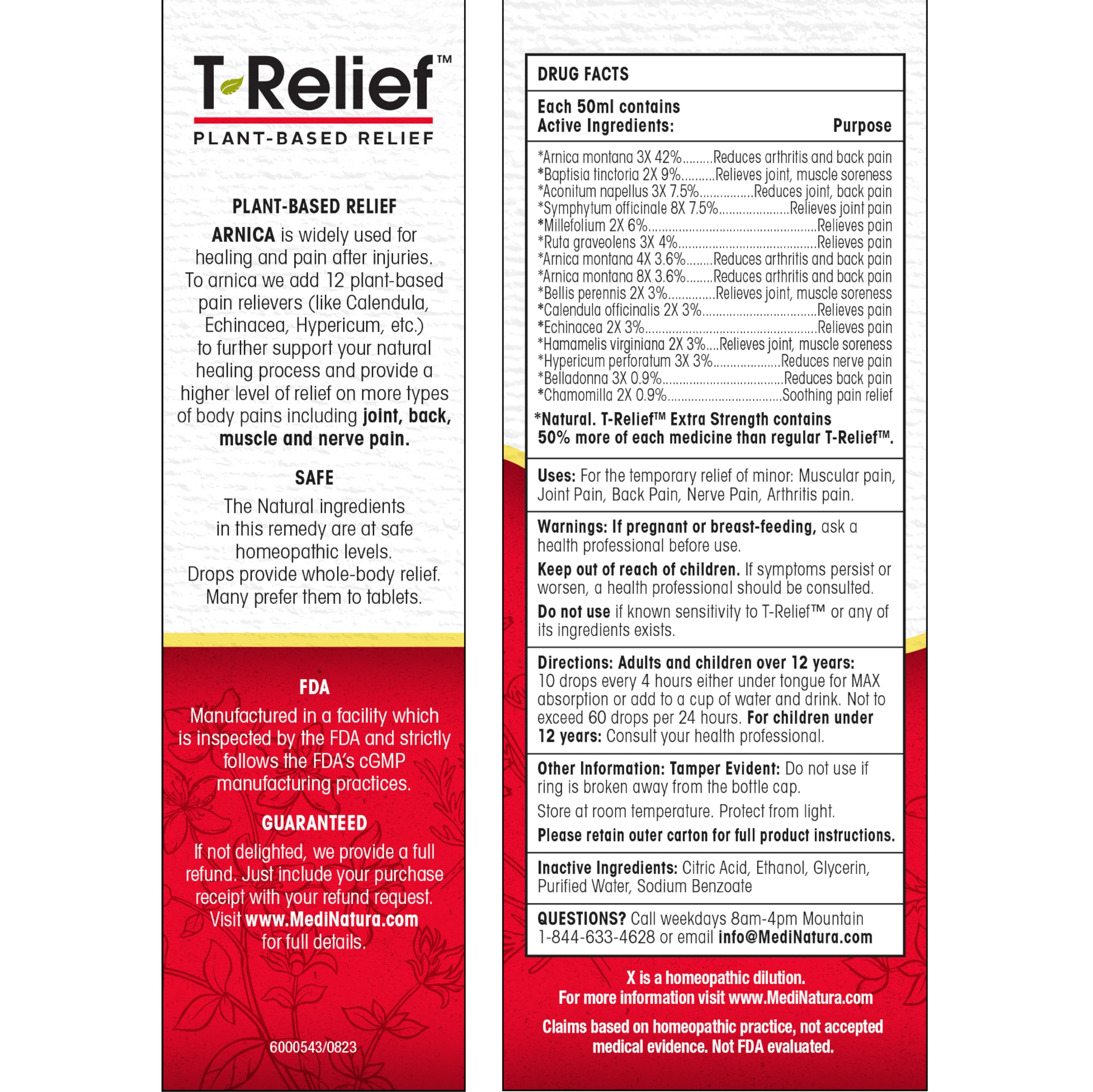 MediNatura T-Relief Extra Strength Oral Drops Arnica +12 Fast-Acting Natural Relieving Actives for Back Neck Joint Muscle Hand & Foot Aches Pains & Soreness - 1.69 oz MediNatura uk supplements