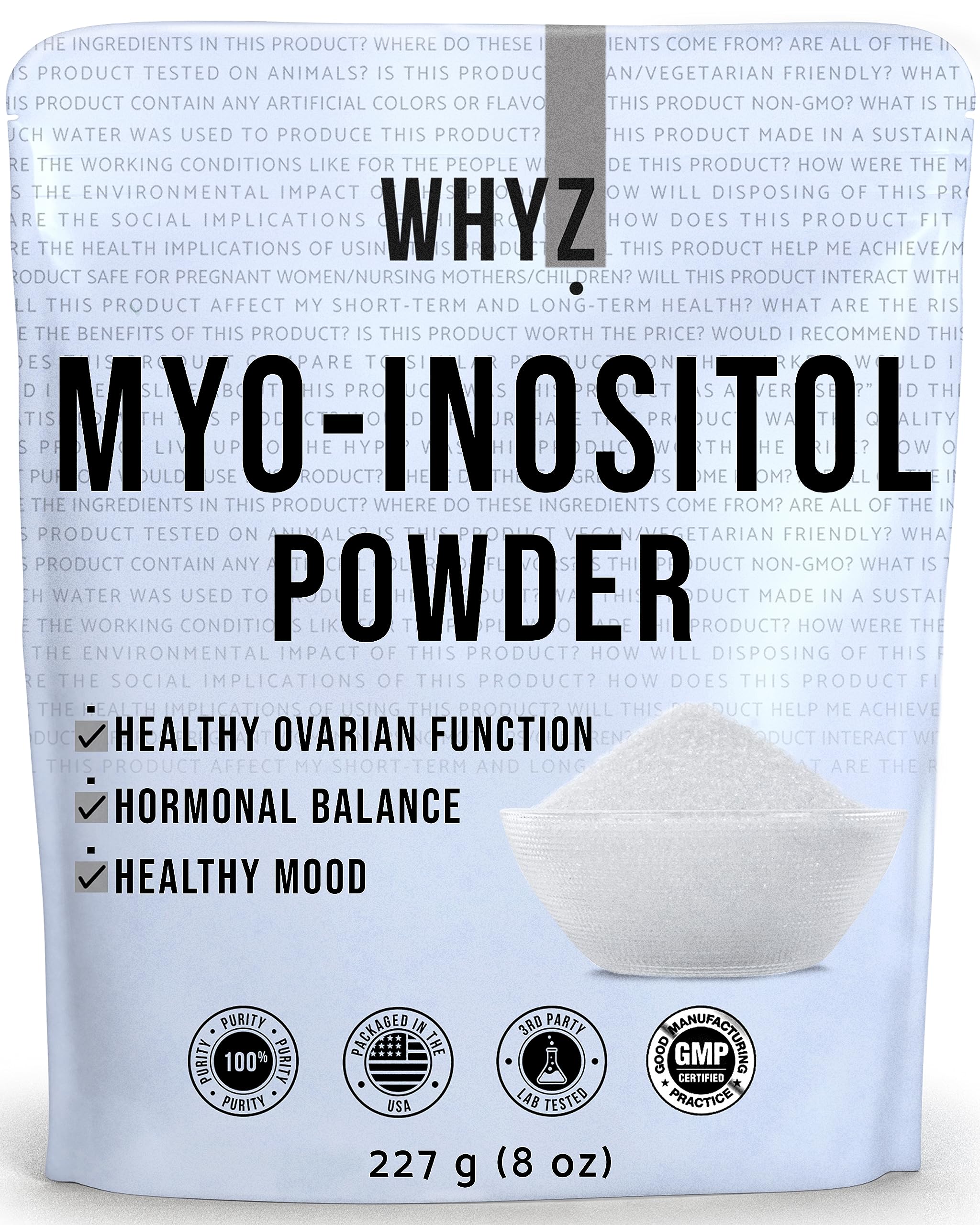 Myo-Inositol Powder 8oz, Natural Myo Inositol Supplement for Ovarian Support WHYZ uk supplements