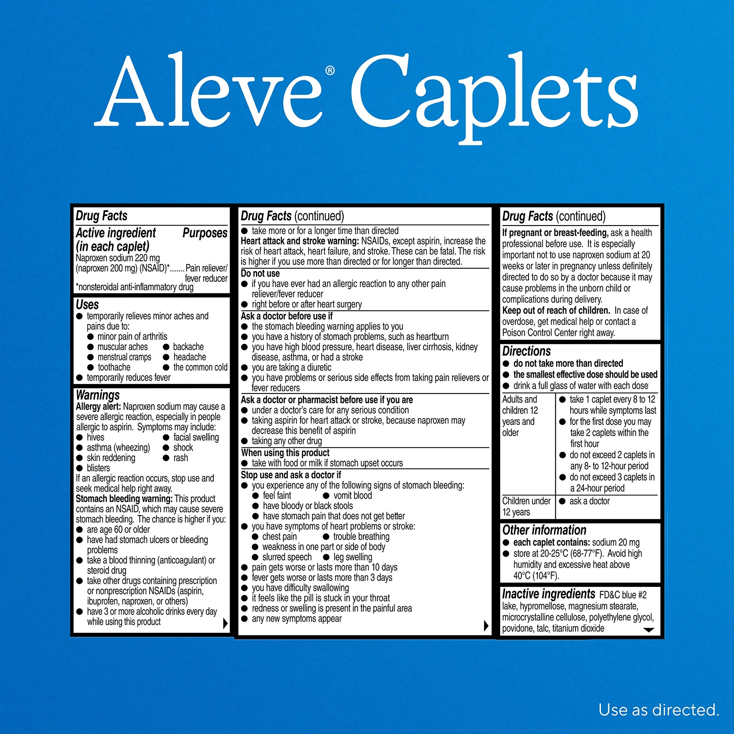 Aleve Pain Reliever & Fever Reducer Naproxen Sodium Caplets, Body Pain Relief, 270 Count Aleve uk supplements