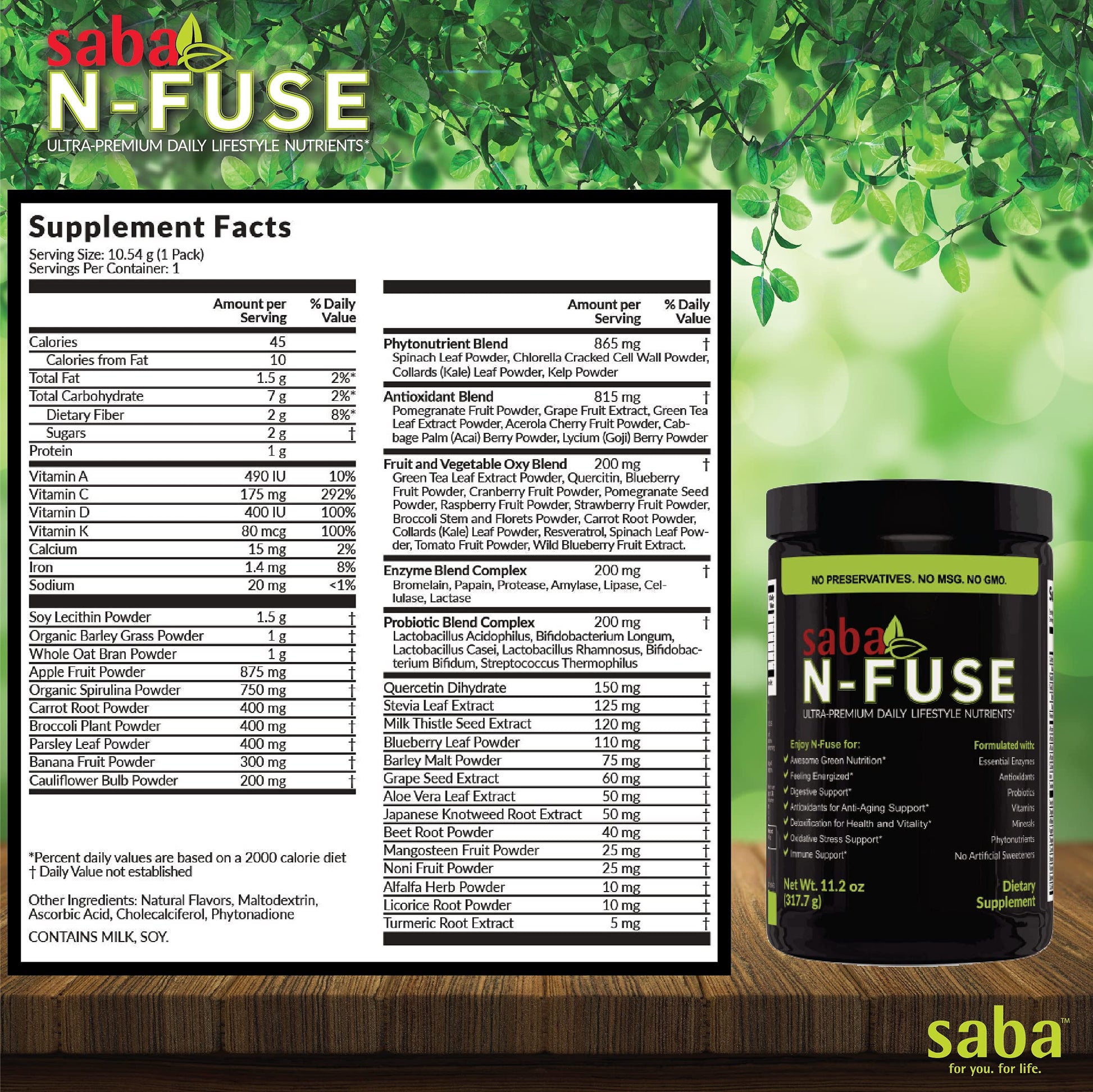 Saba N-Fuse-Whole Food Daily Nutrition,-Phytonutrients, Pre and Probiotics, Enzymes Saba uk supplements