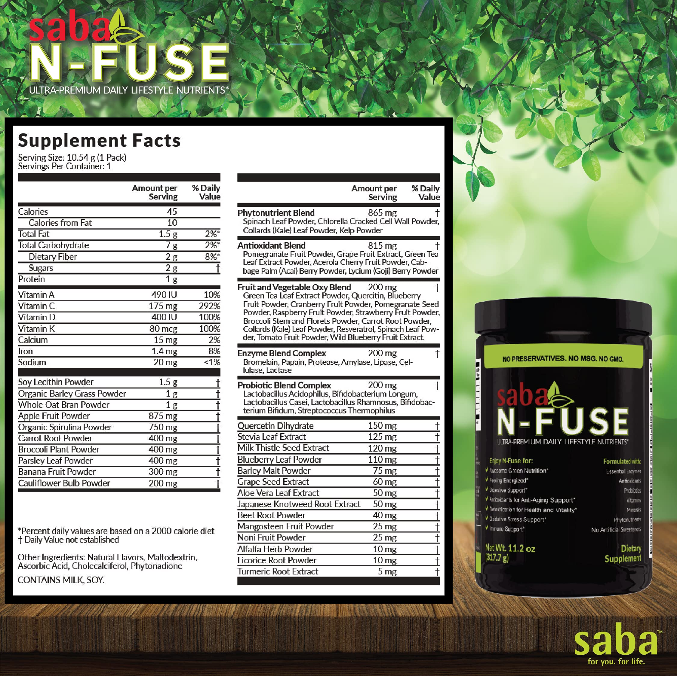 Saba N-Fuse-Whole Food Daily Nutrition,-Phytonutrients, Pre and Probiotics, Enzymes Saba uk supplements