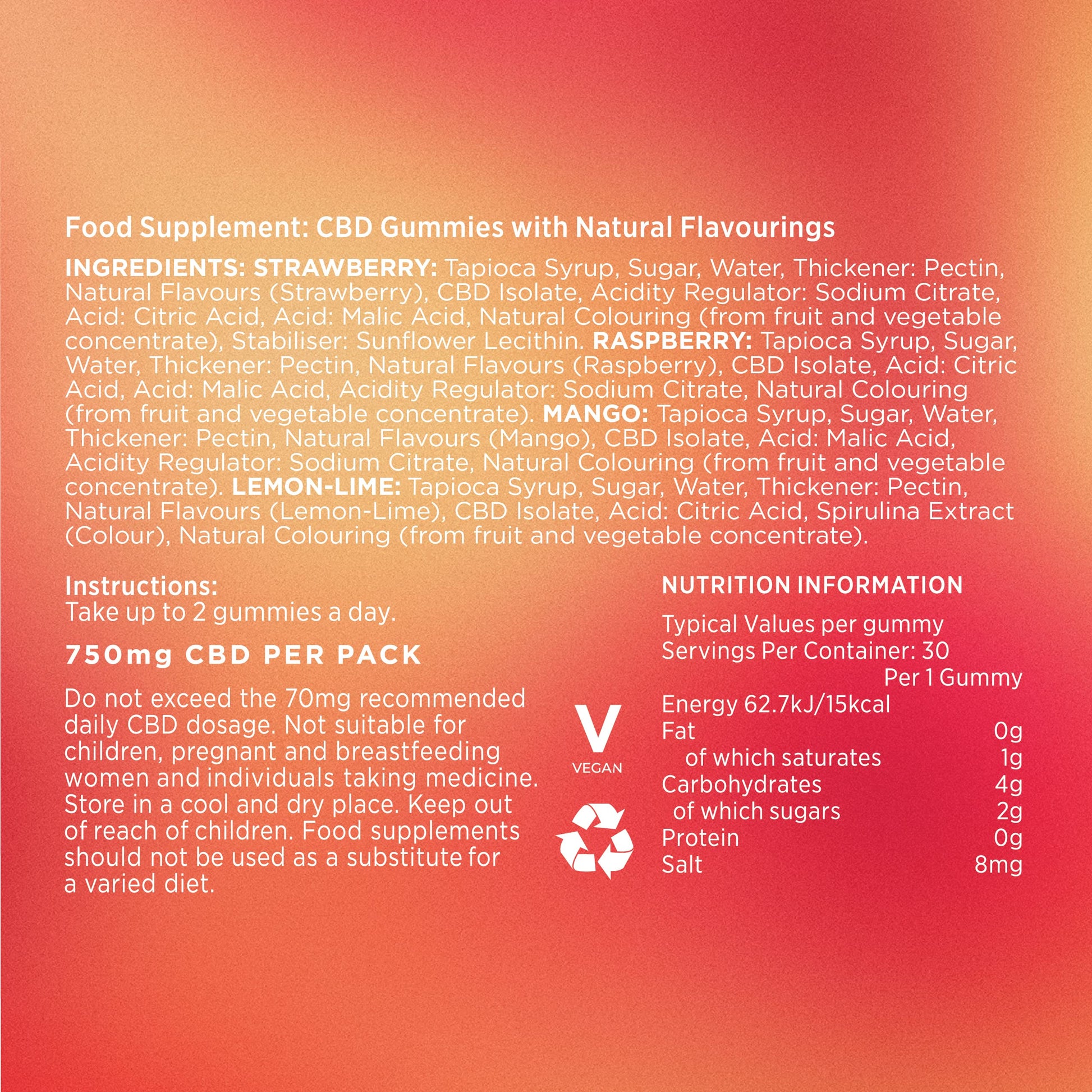 Goodrays - CBD Gummies - High Strength 30 x 25mg Mixed Fruits CBD Edibles Goodrays uk supplements