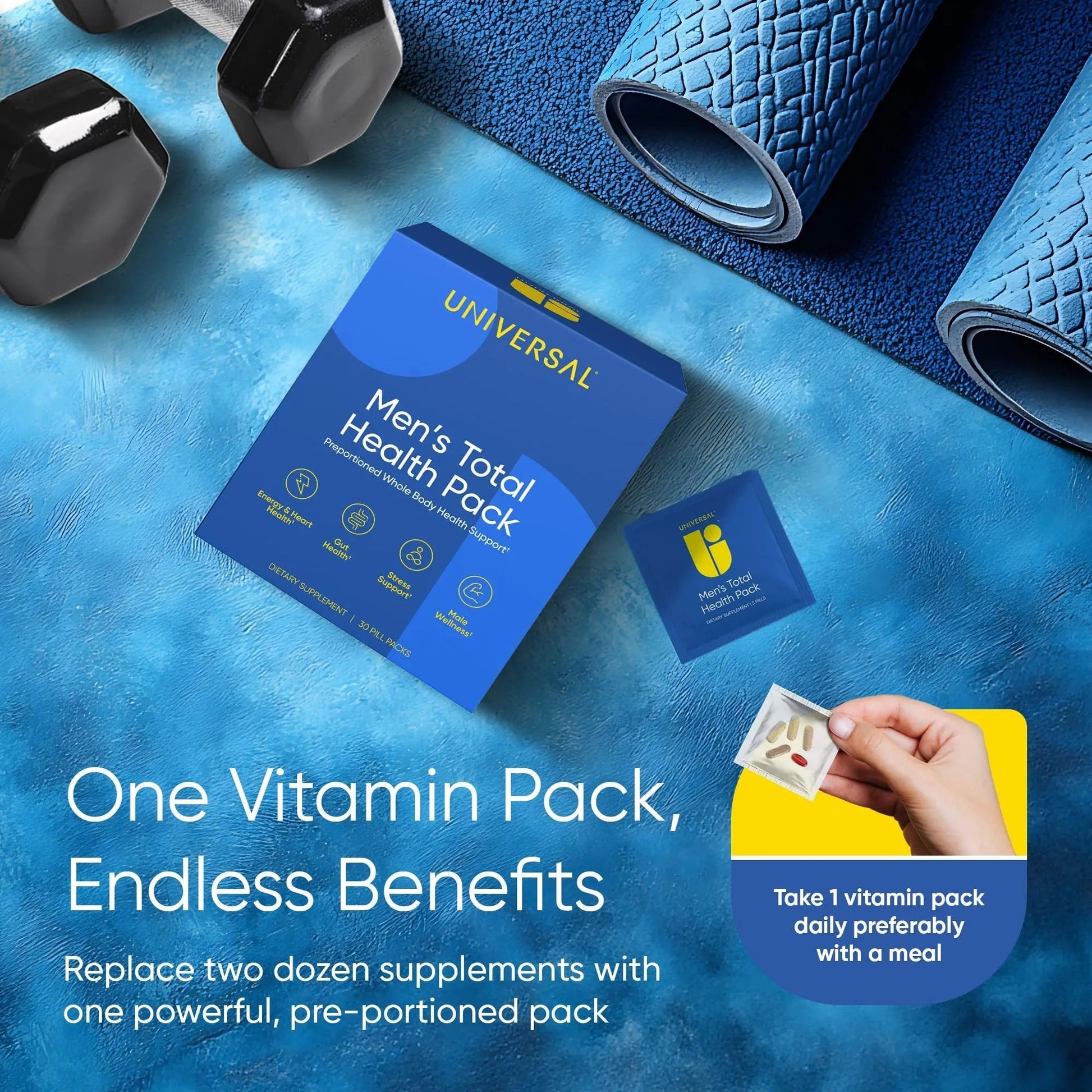 Men's Total Health Daily Vitamin Packs - 22 Essential Minerals & Vitamins for Men, All-in-One Multivitamin Supplement for Energy Universal U uk supplements