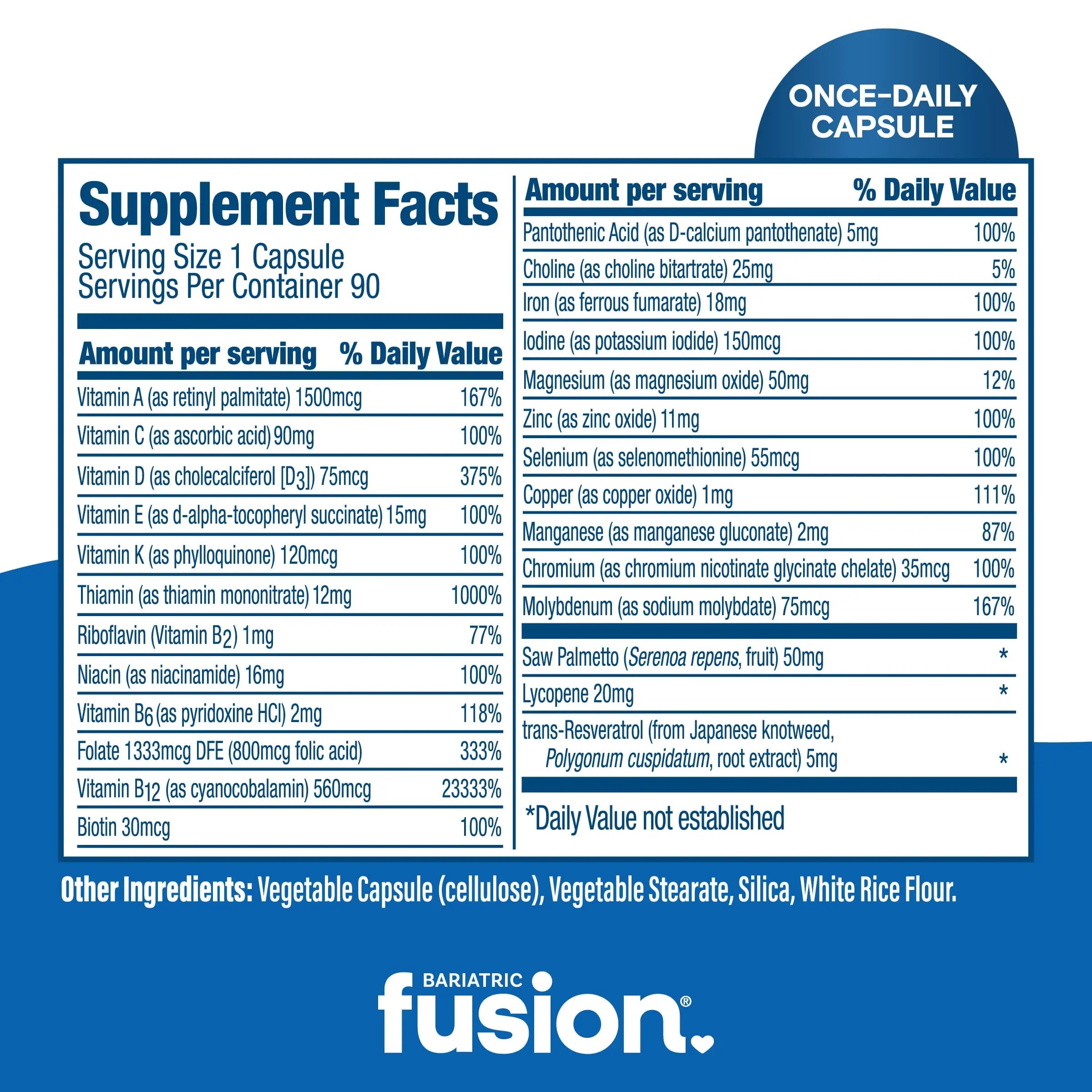 Bariatric Fusion One Per Day Bariatric Multivitamin with Iron for Men | with Prostate and Heart Support Vitamins* | Bariatric Fusion uk supplements