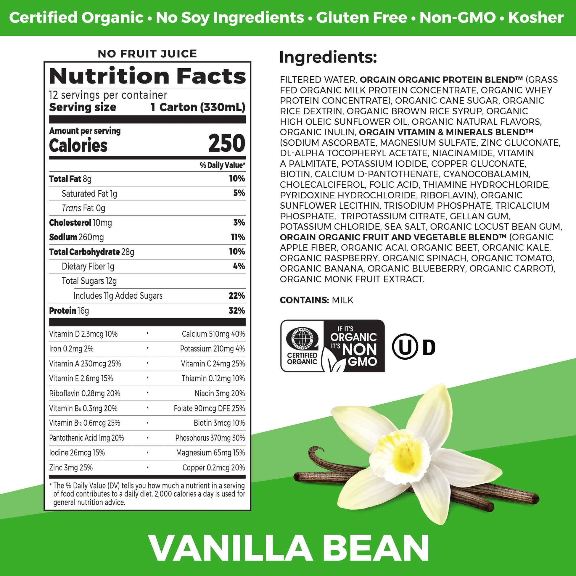 Orgain Organic Nutritional Protein Shake, Vanilla Bean - 16g Grass Fed Whey Protein Orgain uk supplements