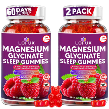 Lofux Magnesium Glycinate Gummies 400mg, Sugar Free Magnesium Gummies for Adults Women, Men, Chewable Supplement Gummy with L-Threonate, Vitamin D, B6, CoQ10 - for Calm, Sleep, Body Relaxation, 120 Ct Lofux uk supplements