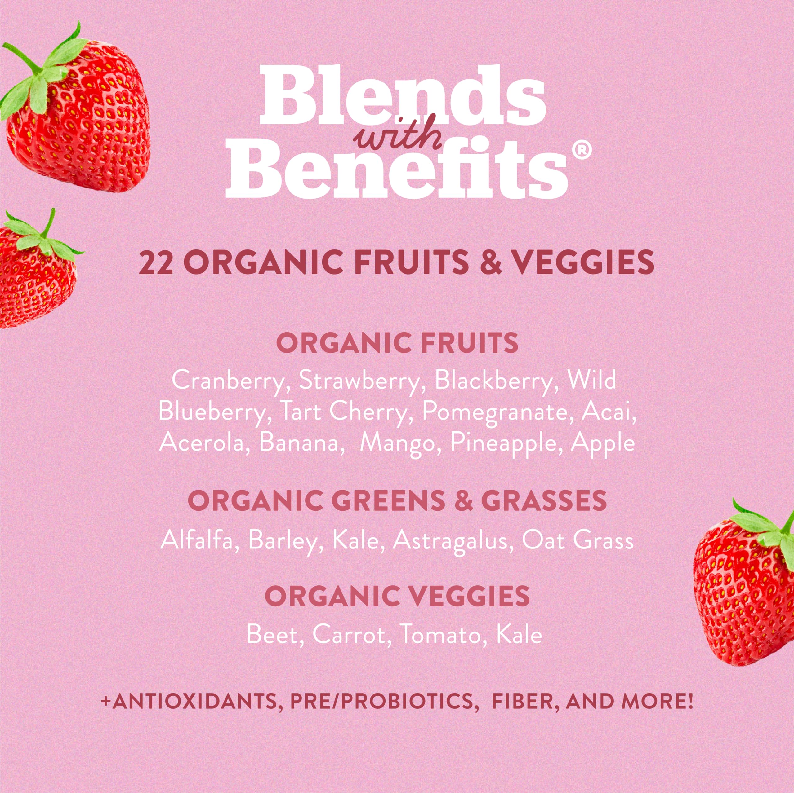 360 Nutrition Blends with Benefits Reds & Superfoods for Natural Antioxidants and Polyphenols, with Fruits & Veggies, Probiotics Digestion, Daily Energy - Berries & Cream - 30 Servings 360 Nutrition uk supplements