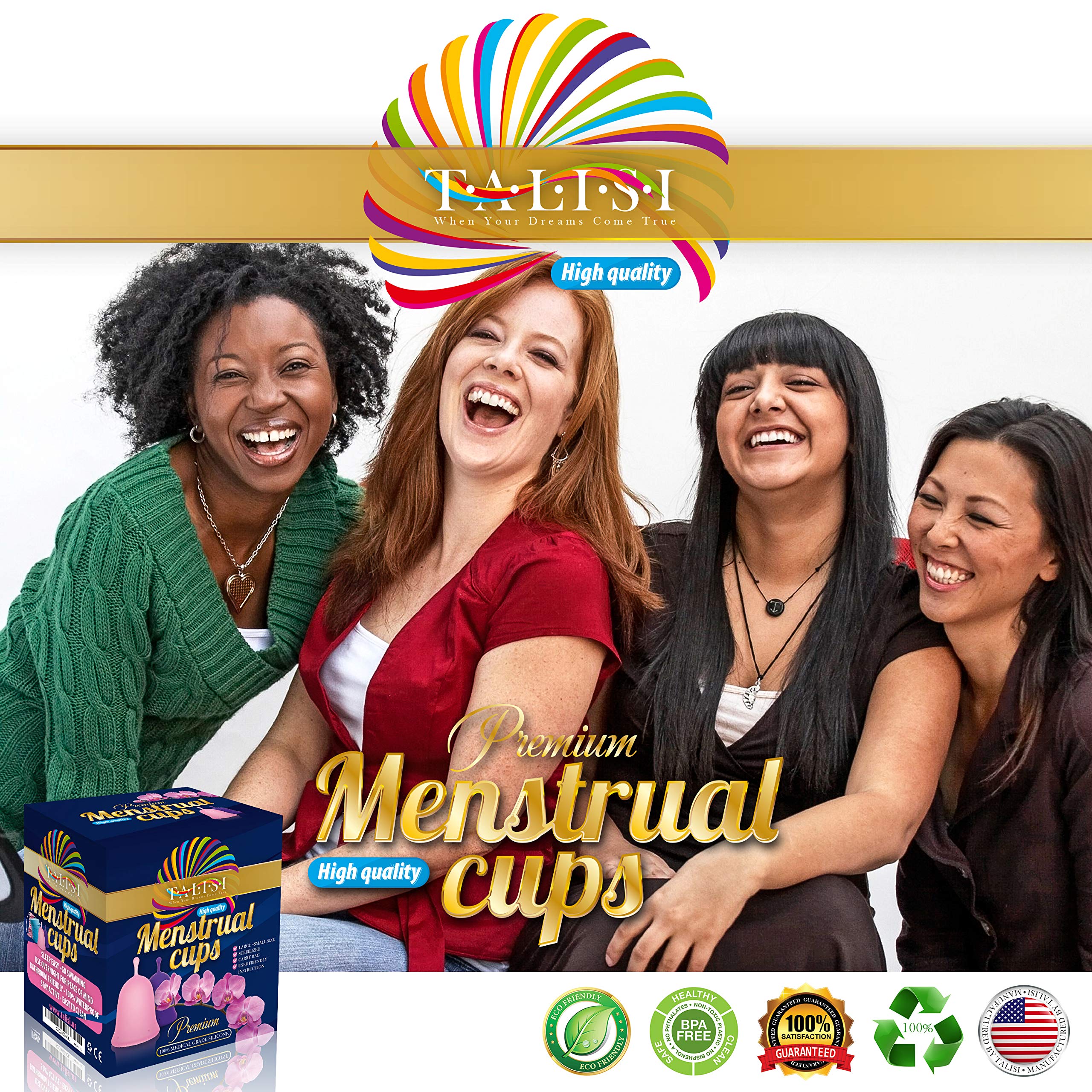Talisi Menstrual Cups Set of 2 with Collapsible Silicone Sterilizer - Soft & Flexible Sensitive Feminine TALISI WHEN YOUR DREAMS COME TRUE uk supplements