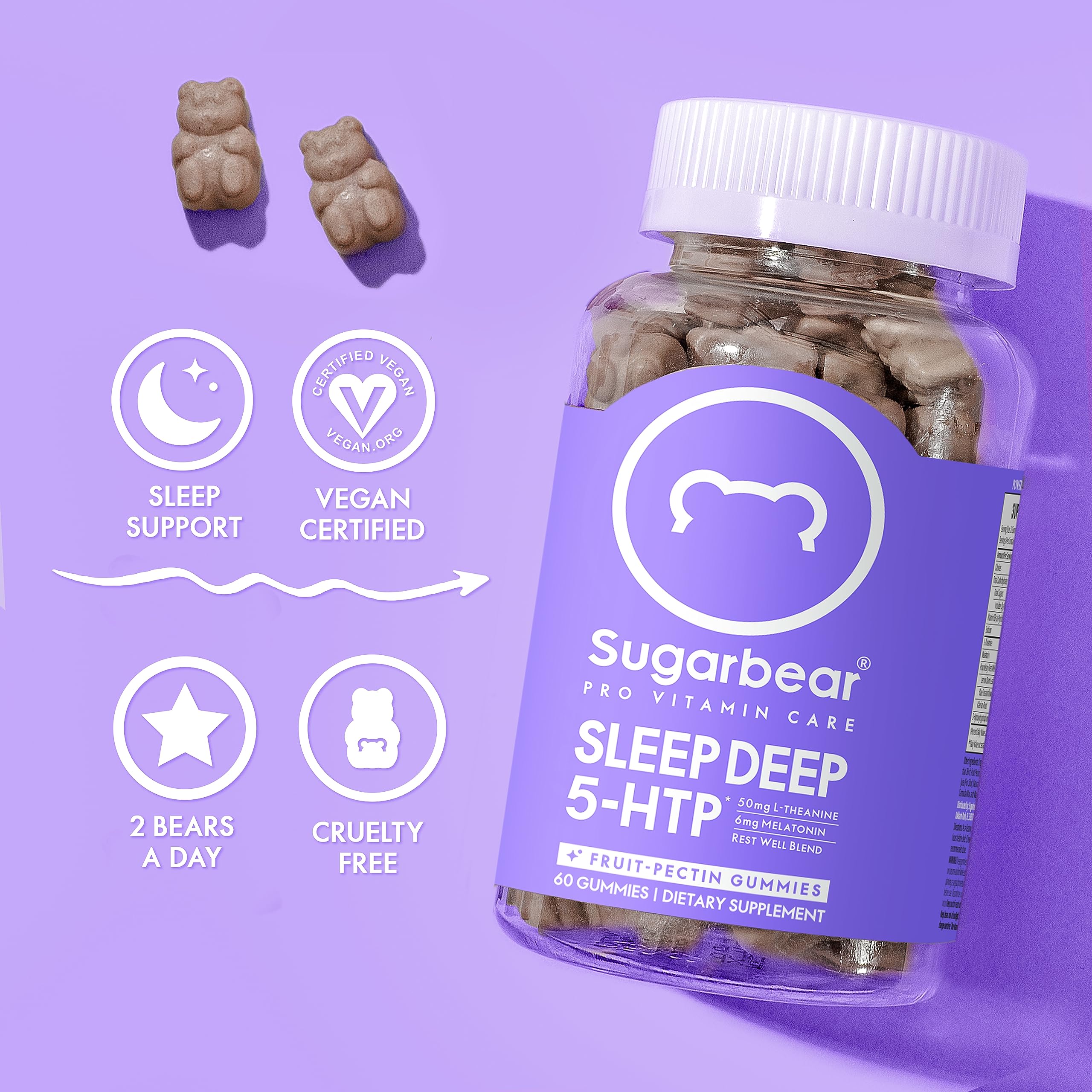 Sugarbear Sleep Aid Gummies for Adults with Melatonin 6mg, Magnesium SugarBearHair uk supplements