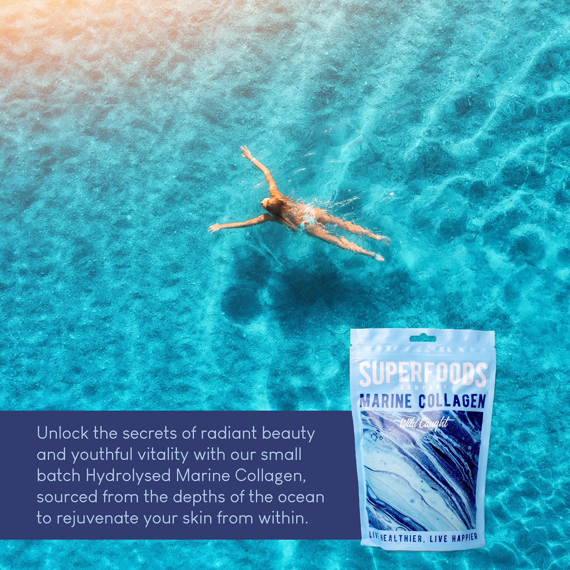 Superfoods Company - Hydrolysed Marine Collagen, Boosts Hair and Skin Health, Unflavoured Superfoods Company uk supplements