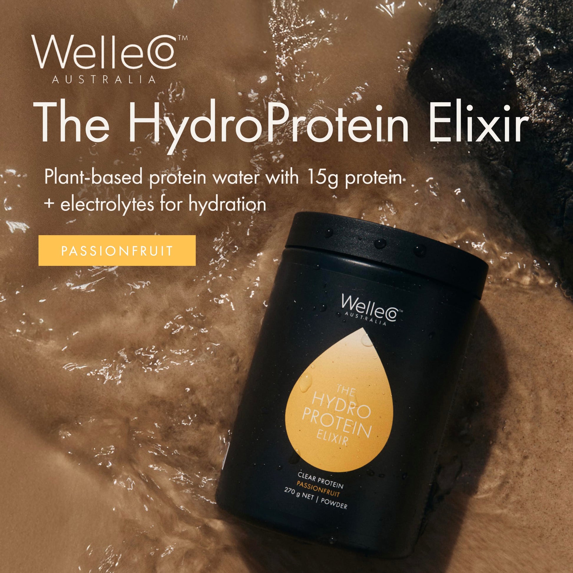 WelleCo HydroProtein Elixir, Potassium Electrolyte Powder with 15g Vegan Protein for Energy, Healthy Hair, Skin & Nails, Easy to Digest Powdered Electrolytes, Passionfruit, 9.5oz Jar WelleCo uk supplements