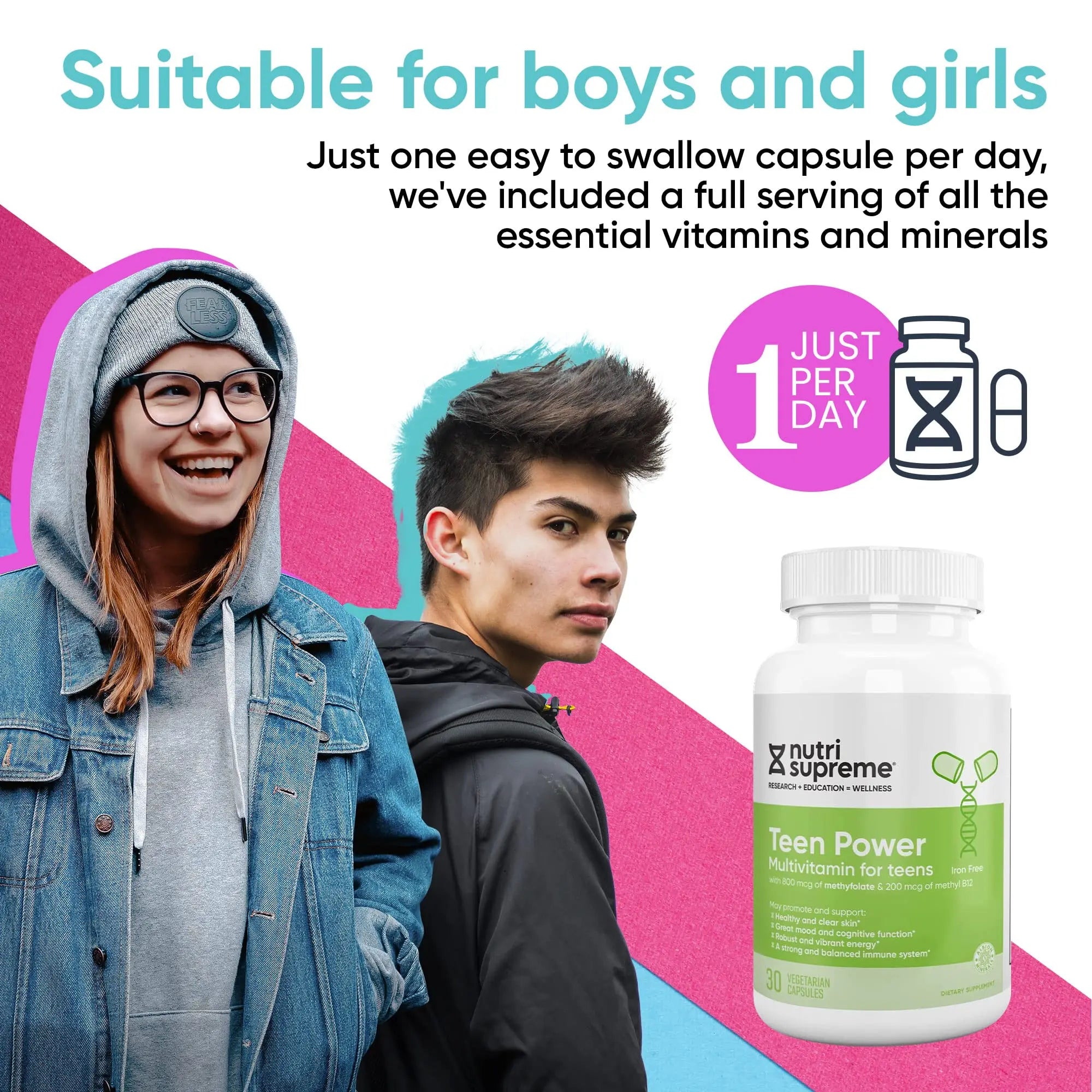 Nutri Supreme Teen Multivitamin for Boys and Girls 12-17, Best Kosher One Per Day Teen Vitamins, Formulated for Teen Development NUTRI-SUPREME RESEARCH uk supplements