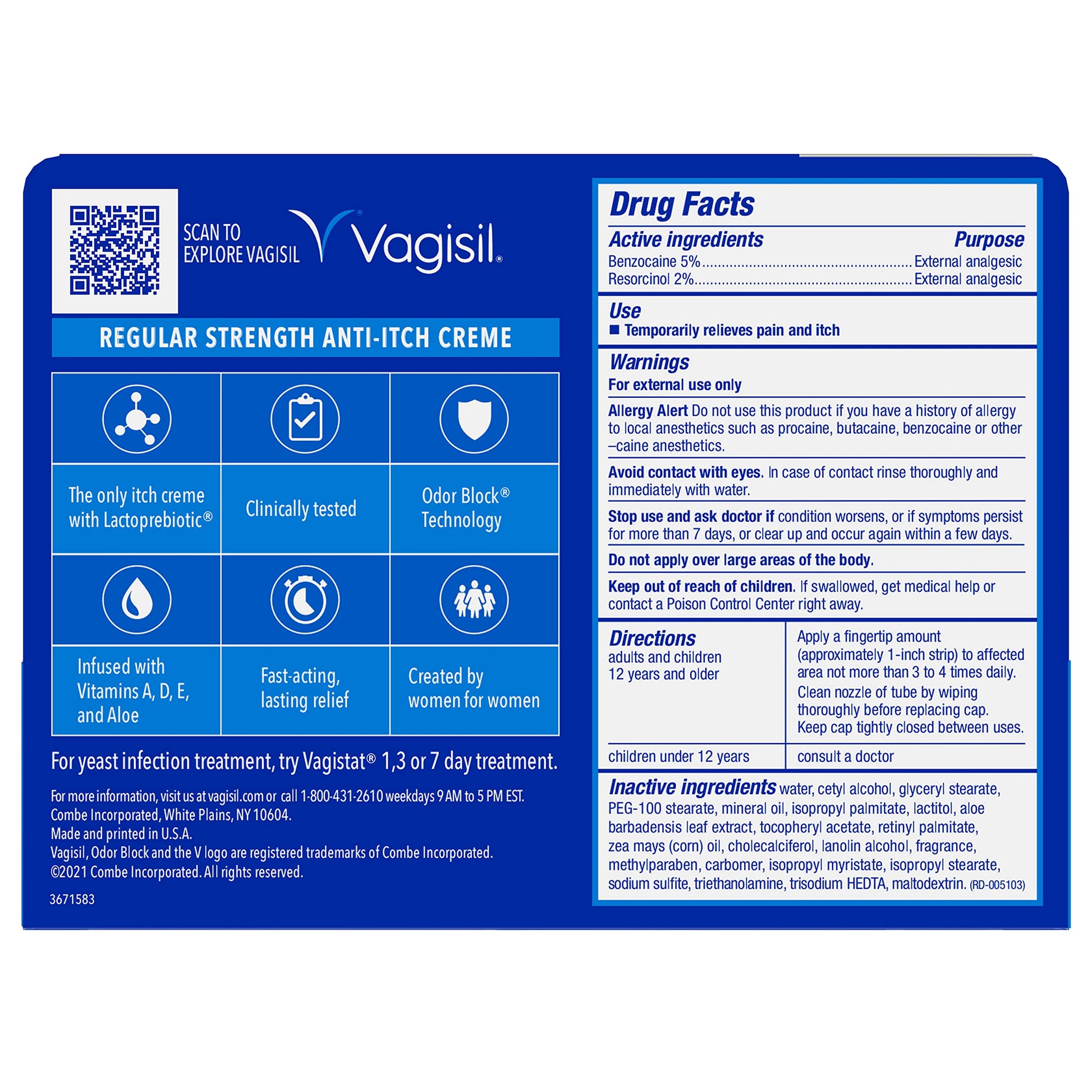 Vagisil Regular Strength Anti-Itch Feminine Cream for Women, Gynecologist Tested Vagisil uk supplements