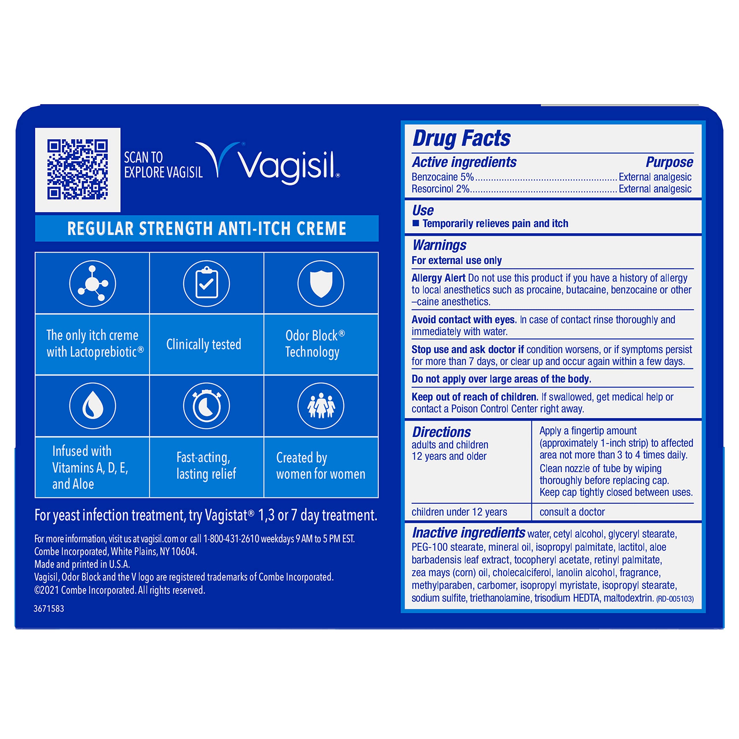 Vagisil Regular Strength Anti-Itch Feminine Cream for Women, Gynecologist Tested Vagisil uk supplements