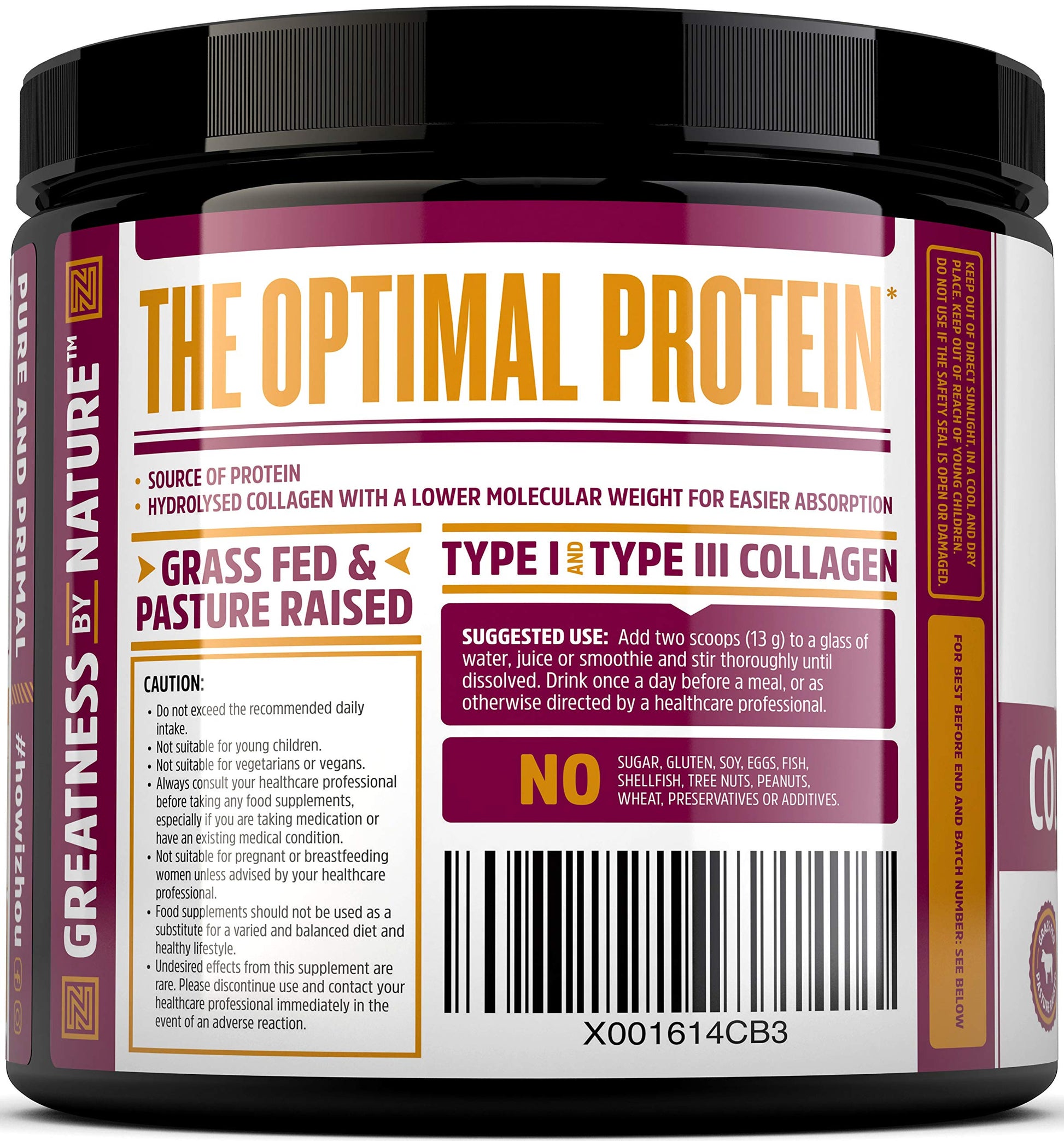 Collagen Powder 500g - Hydrolysed Collagen Peptides Powder - High Protein Bovine Collagen Supplement Nu U Nutrition uk supplements