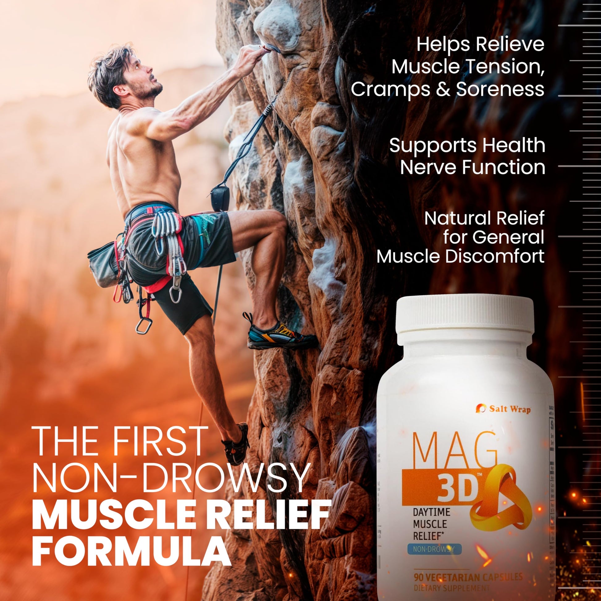 SaltWrap Mag 3D – Daytime (Non-Drowsy) Leg Cramp & Muscle Relief Support - Natural Supplement for Muscle and Nerve Health with Turmeric, Alpha Lipoic Acid & Magnesium SaltWrap uk supplements