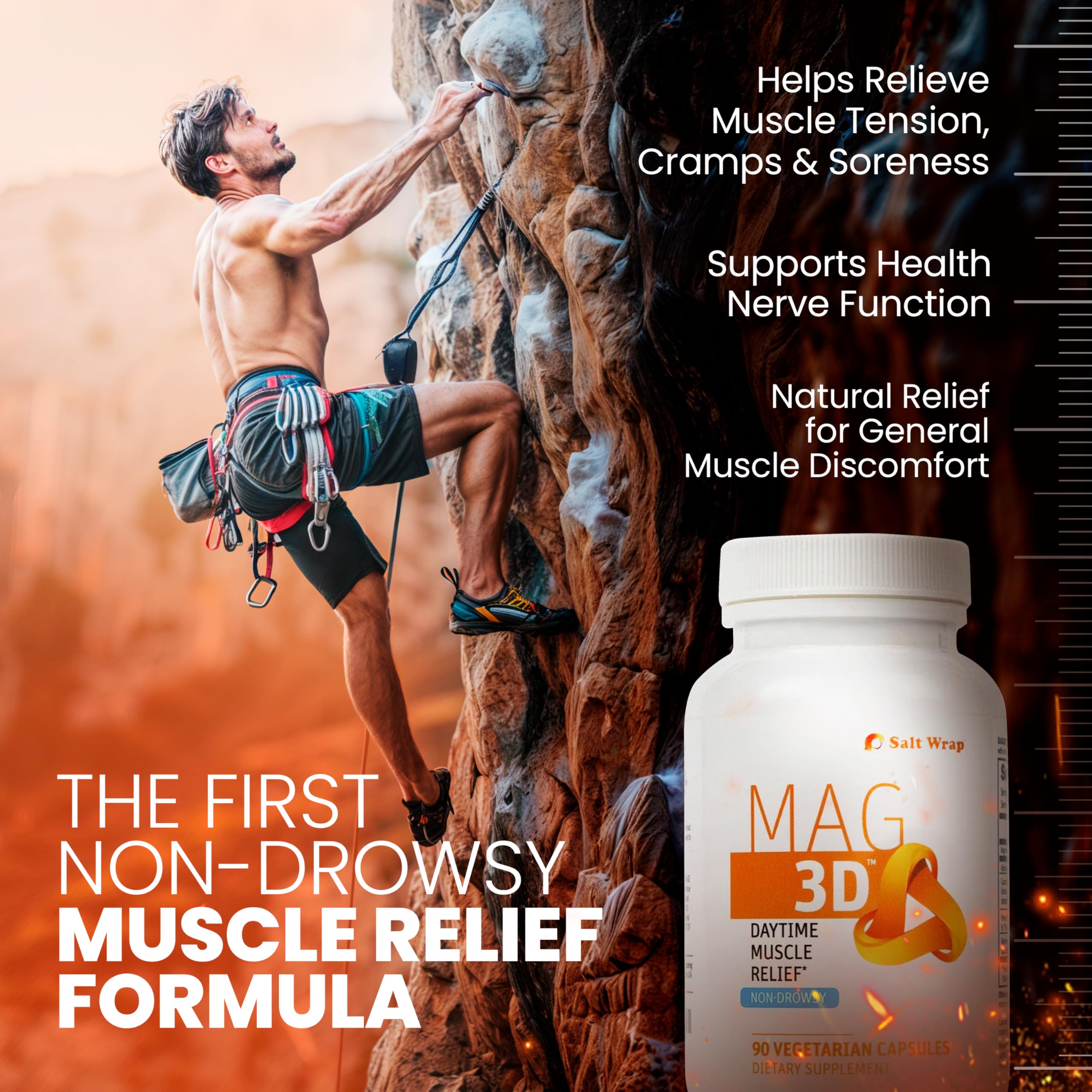 SaltWrap Mag 3D – Daytime (Non-Drowsy) Leg Cramp & Muscle Relief Support - Natural Supplement for Muscle and Nerve Health with Turmeric, Alpha Lipoic Acid & Magnesium SaltWrap uk supplements