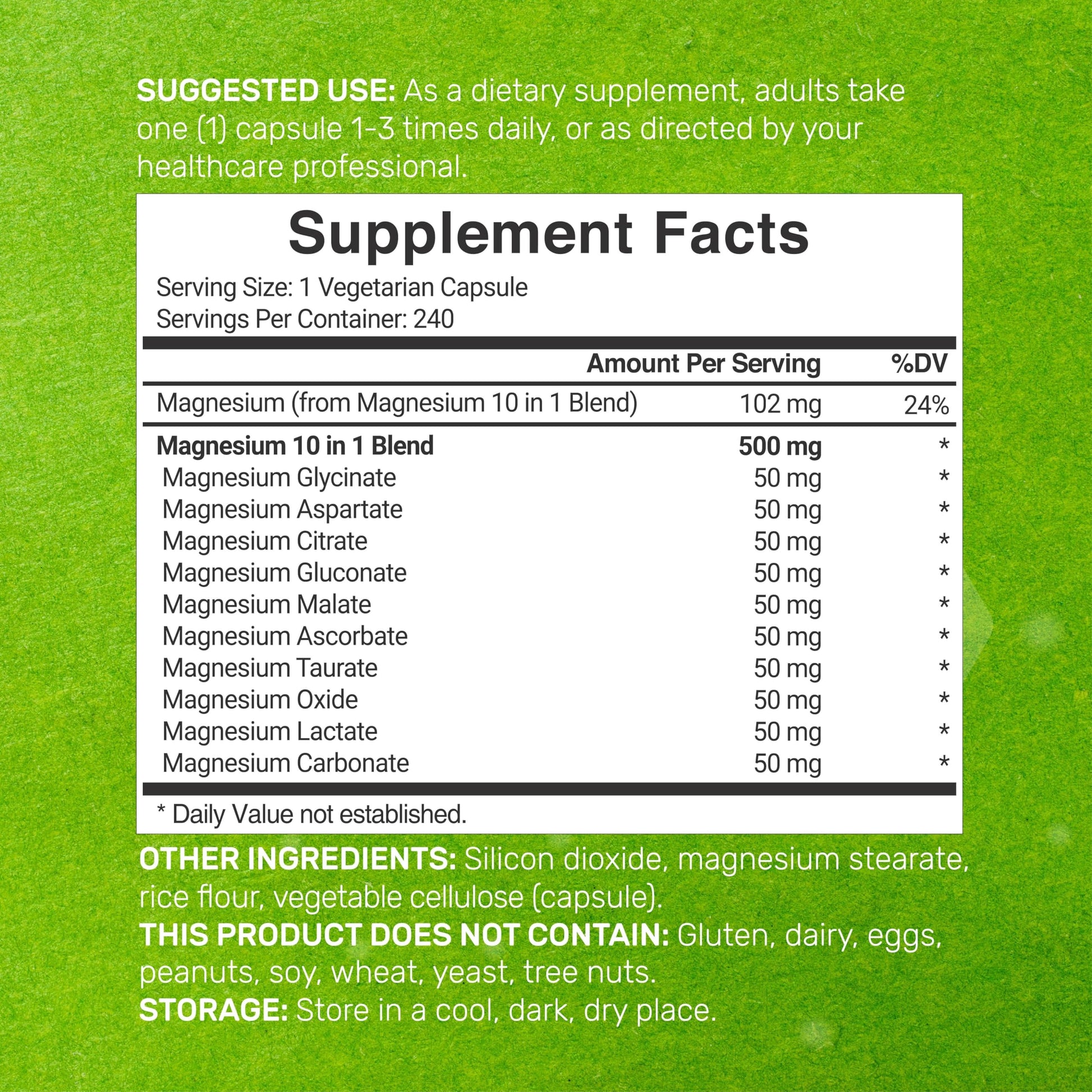 Magnesium Complex 500mg, 240 Veggie Capsules – 10-in-1 Glycinate, Citrate, Malate, Oxide, & More – 100% Chelated for Easy Absorption – Essential Mineral Supplement – Non-GMO DEAL SUPPLEMENT uk supplements