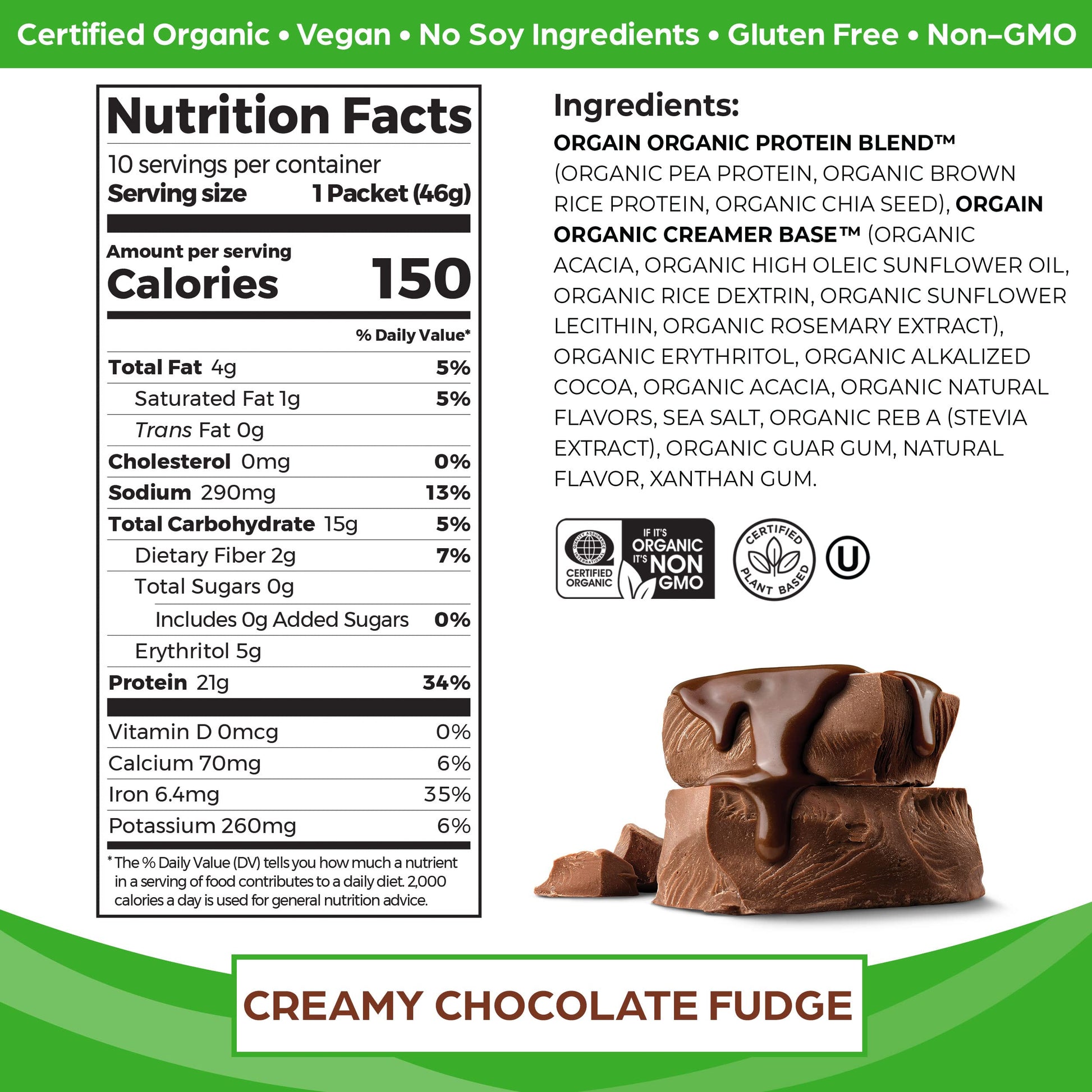 Orgain Organic Vegan Protein Powder, Chocolate Fudge - 21g Plant Based Protein, Gluten Orgain uk supplements
