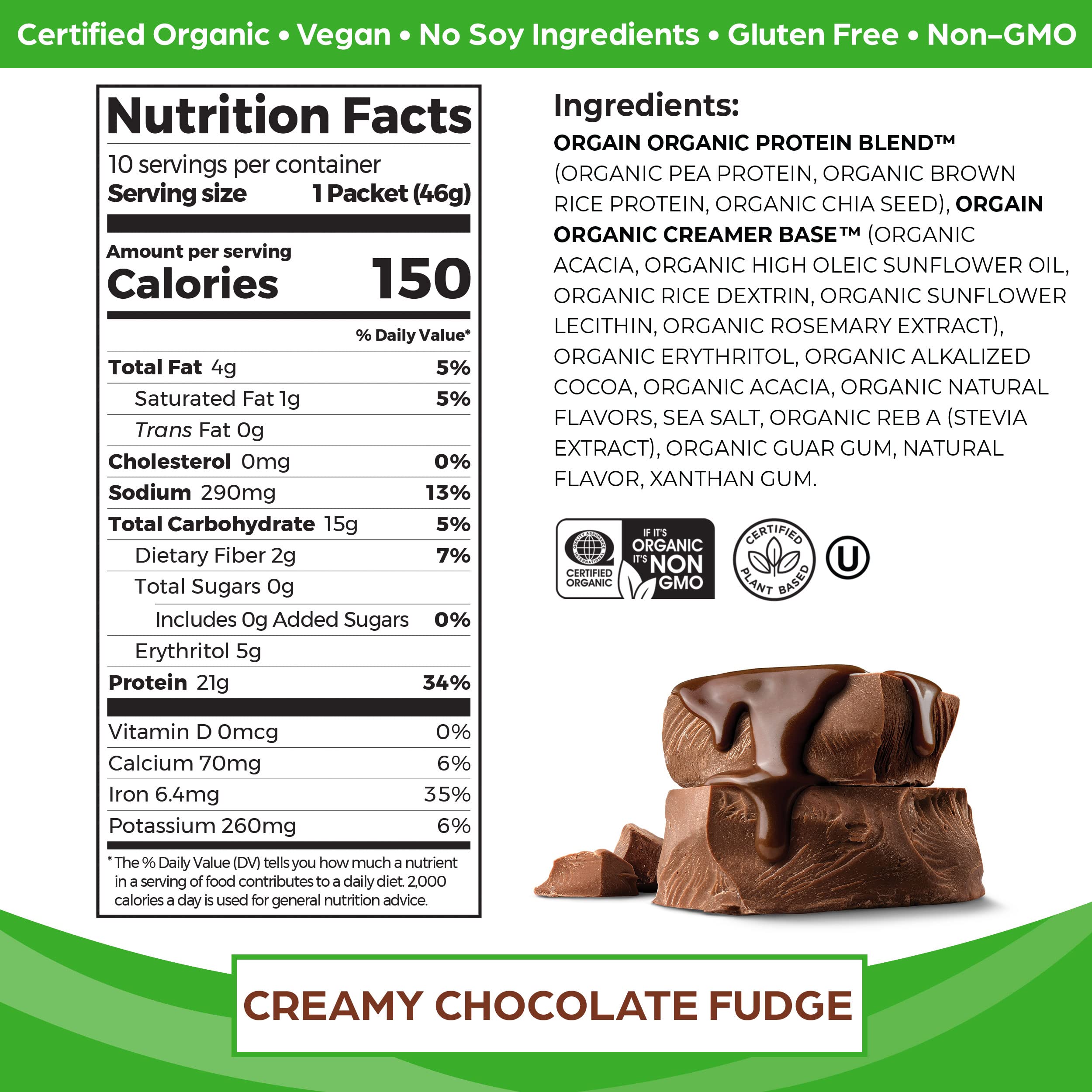 Orgain Organic Vegan Protein Powder, Chocolate Fudge - 21g Plant Based Protein, Gluten Orgain uk supplements