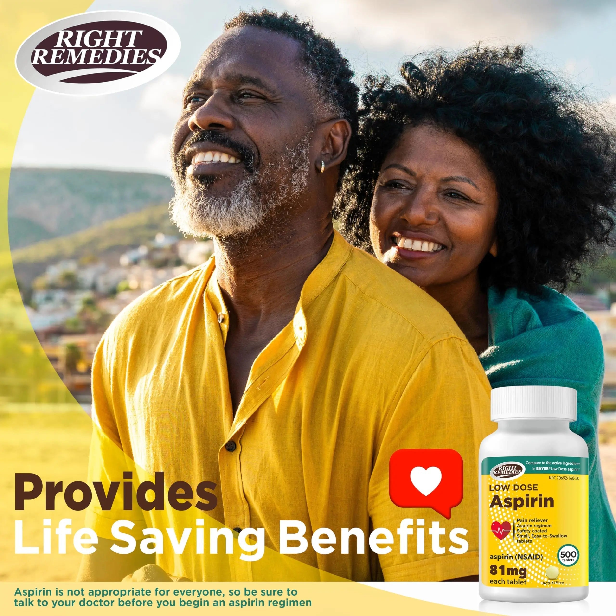 RIGHT REMEDIES Low Dose Aspirin 81mg, Enteric Coated Tablets, NSAID Pain Reliever & Fever Reducer for Adults, Compare to the Active Ingredient in Bayer® Low Dose Aspirin (500ct) RIGHT REMEDIES uk supplements