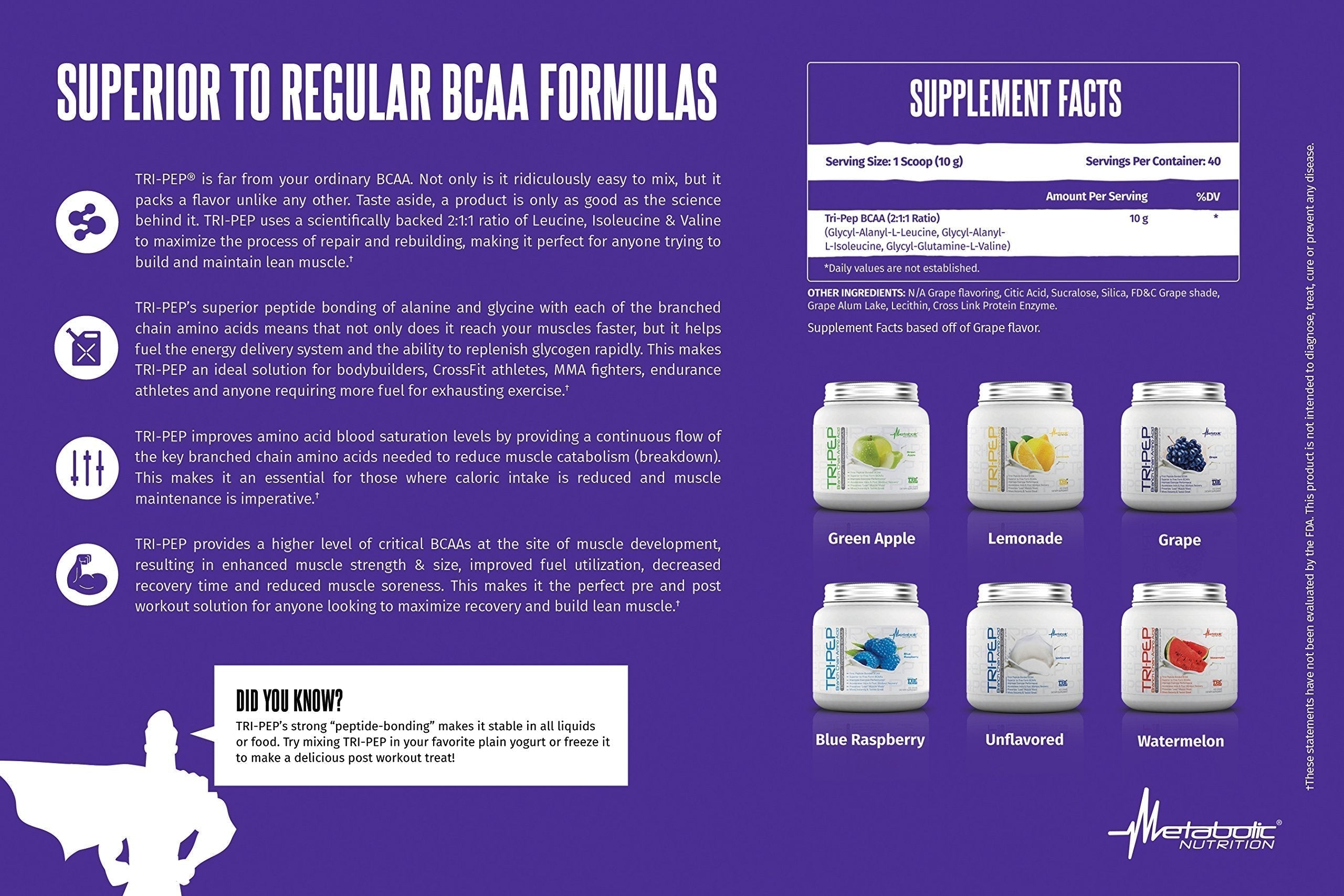 Metabolic Nutrition | TRIPEP - Tri-Peptide Branch Chain Amino Acid, BCAA Powder Metabolic Nutrition uk supplements