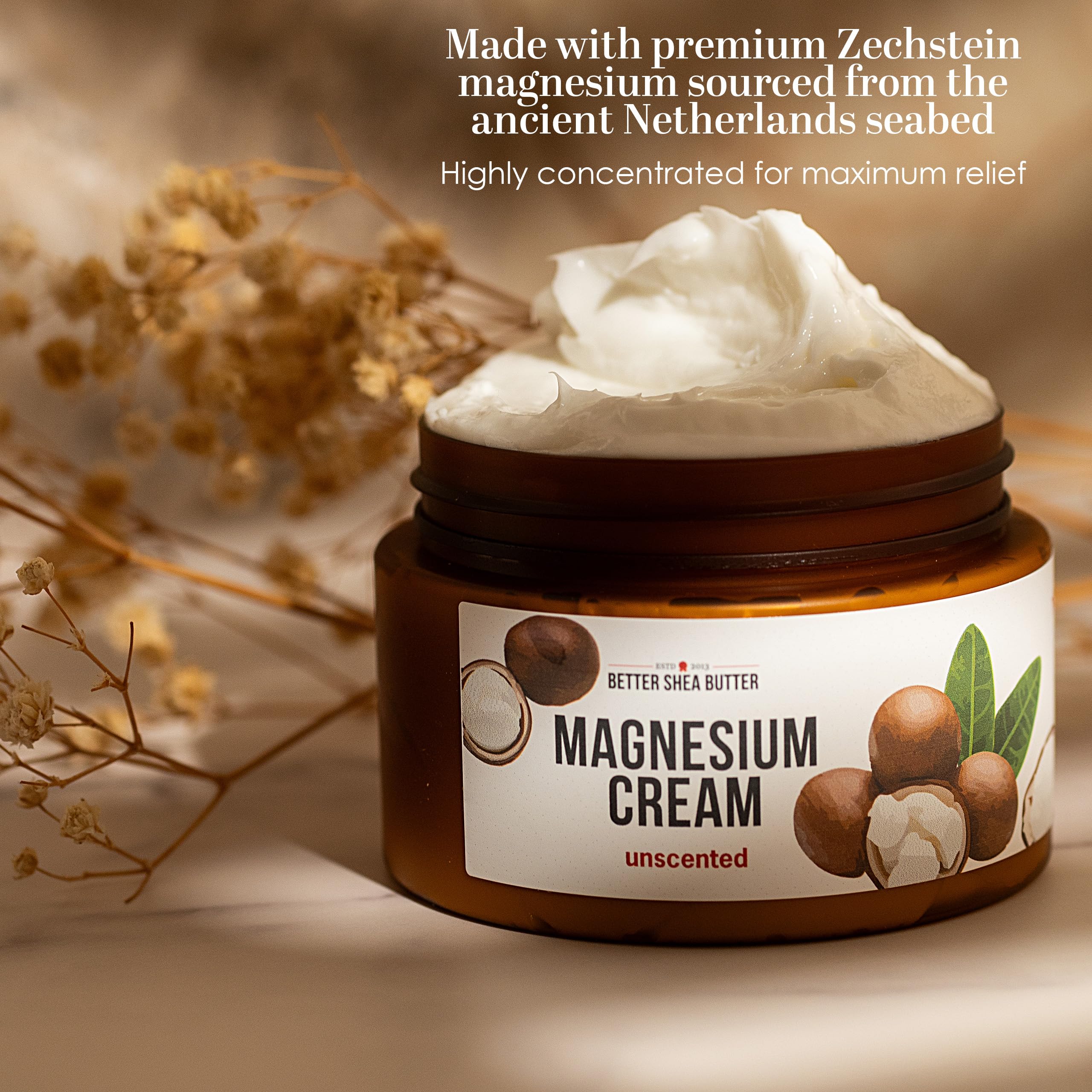 Better Shea Butter Magnesium Cream for Leg Cramps | Relieves Muscle Tension | Night Lotion Safe for Pregnancy, Kids and Babies | Organic and Natural Ingredients | Vegan, Made in USA | (Unscented) Better Shea Butter uk supplements