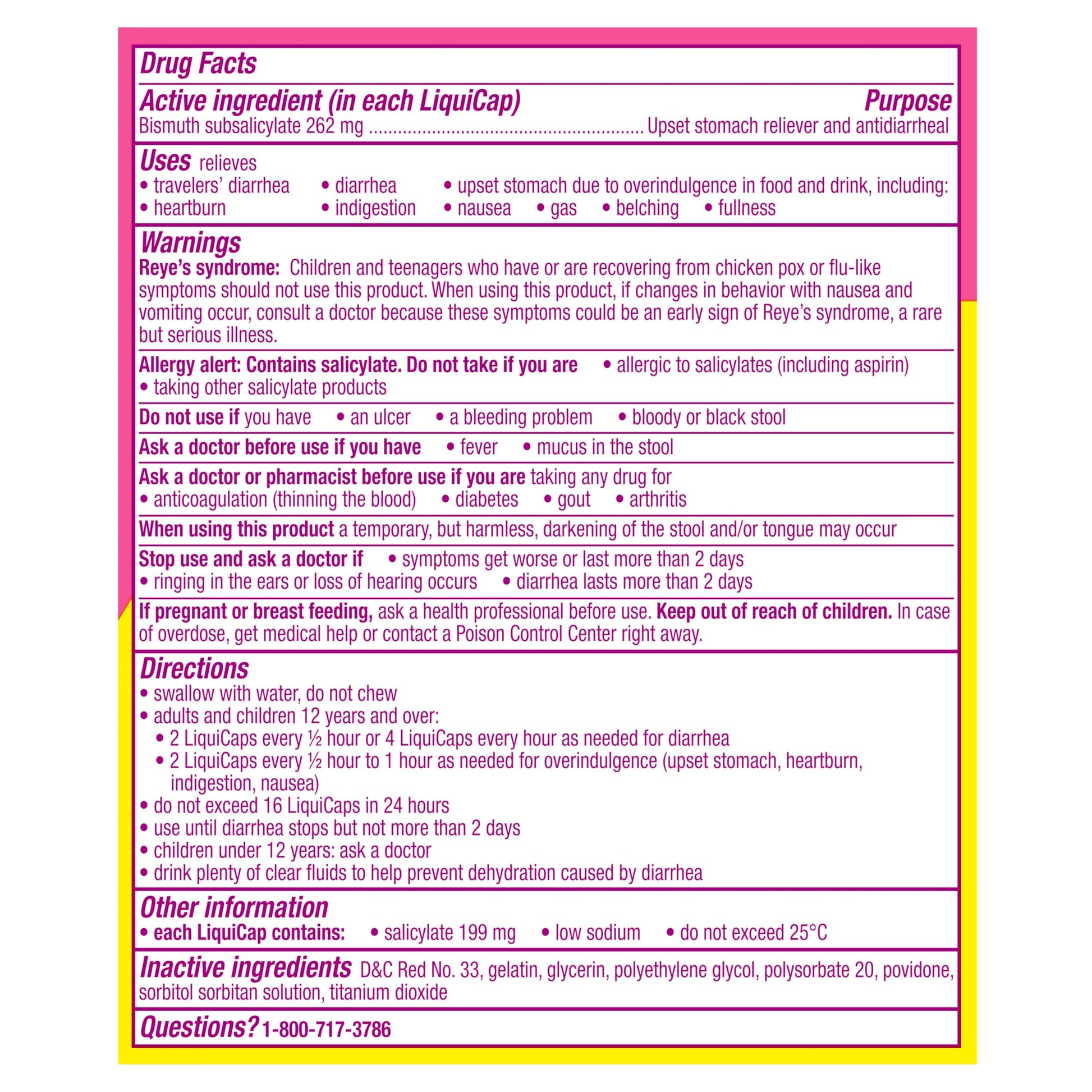 Pepto Bismol Liquicaps, Upset Stomach Relief, Nausea Relief, Heartburn Relief, Indigestion Relief, Anti Diarrhea Medication for Adults - 5 Symptom Fast Relief, No Flavor, 48 ct Pepto Bismol uk supplements