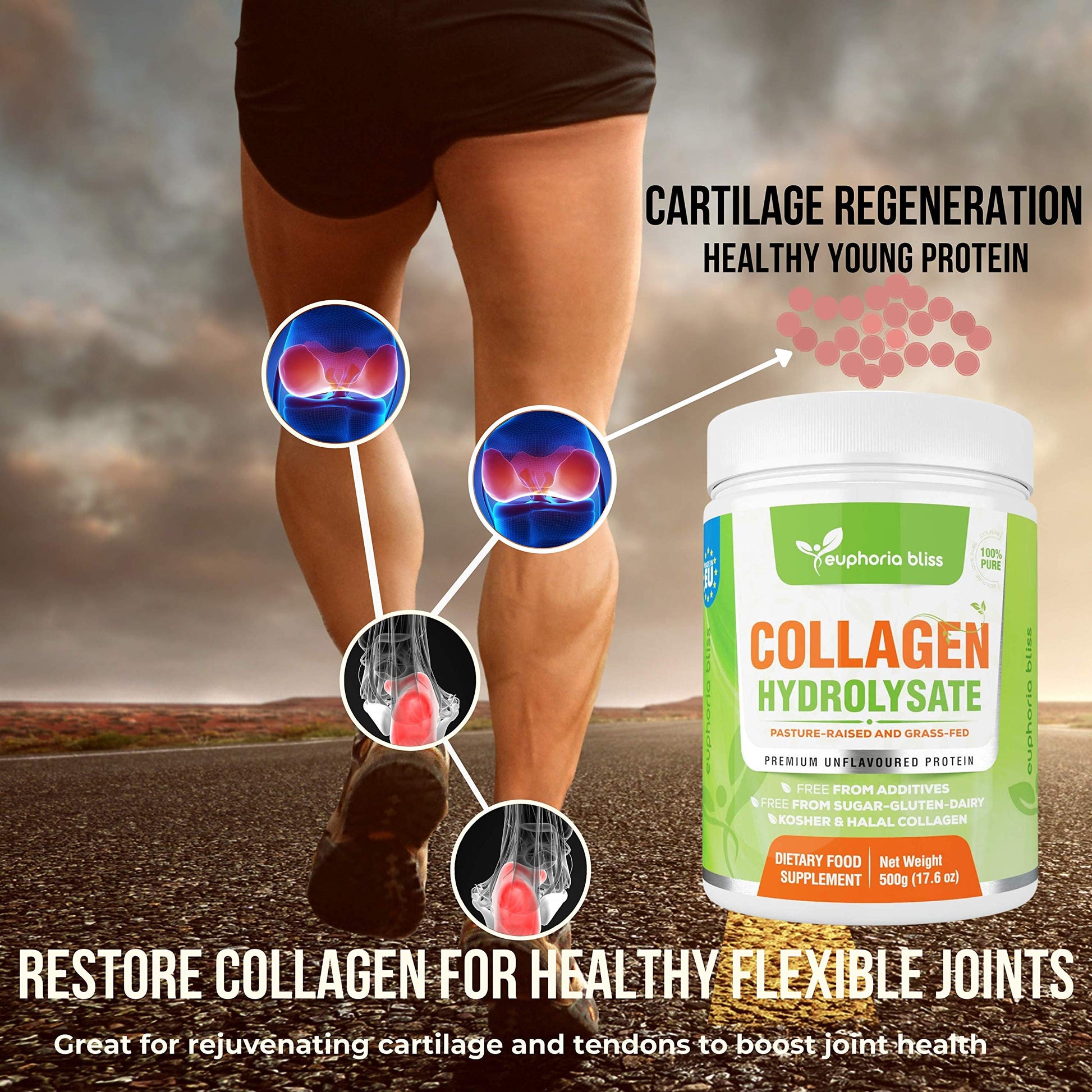 Premium Collagen Powder 500g Unflavoured High Grade Hydrolysed Collagen Joints, Bones, Gut, Wrinkles, Hair, Skin, Nails, Pain, Injury, Sleep, Fitness, Keto Euphoria Bliss uk supplements