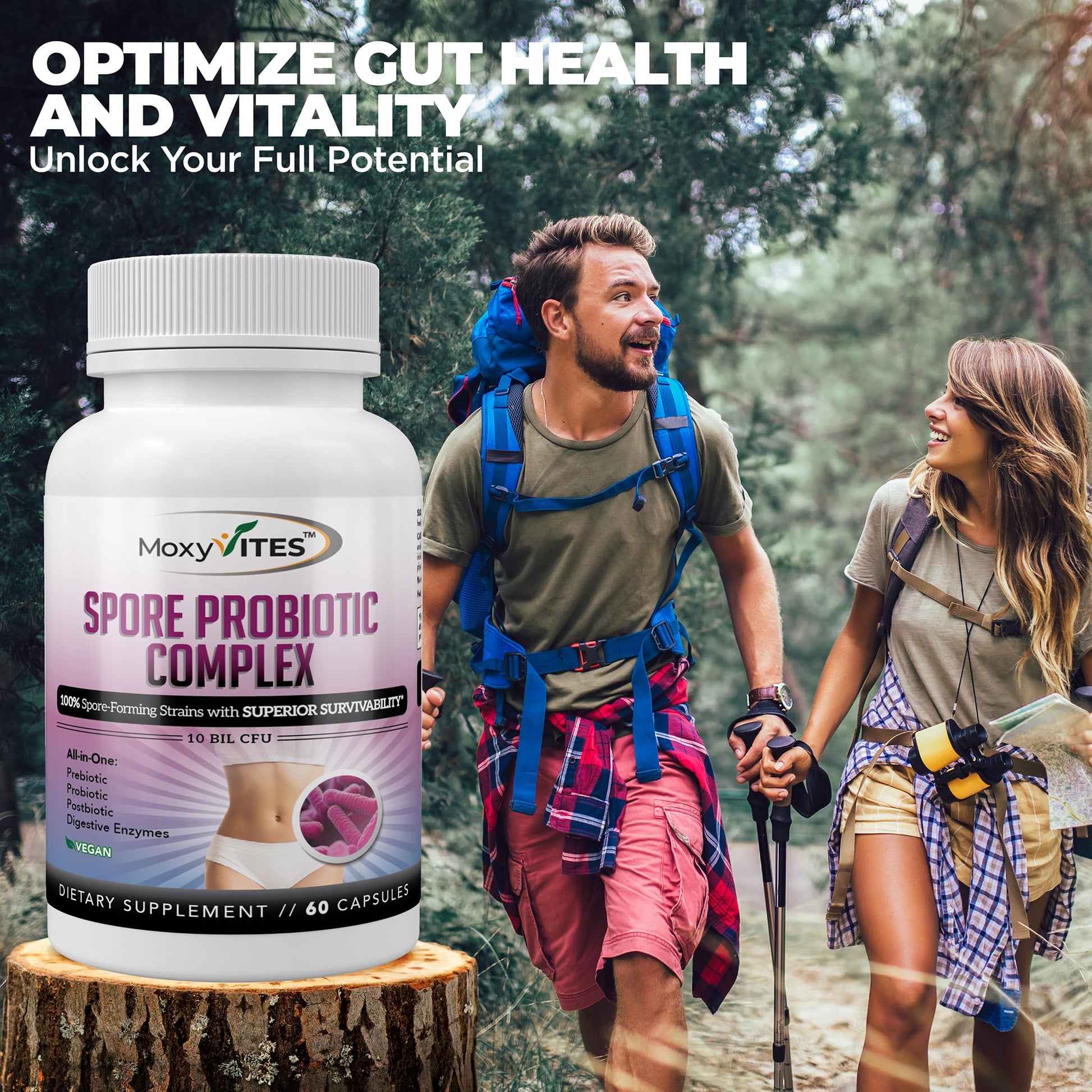 MoxyVites Spore Probiotic Complex - All In One Prebiotics and Probiotics for Digestive Health, Postbiotic, Digestive Enzymes Daily Supplement - Spore Based Probiotic for Women & Men MoxyVites uk supplements