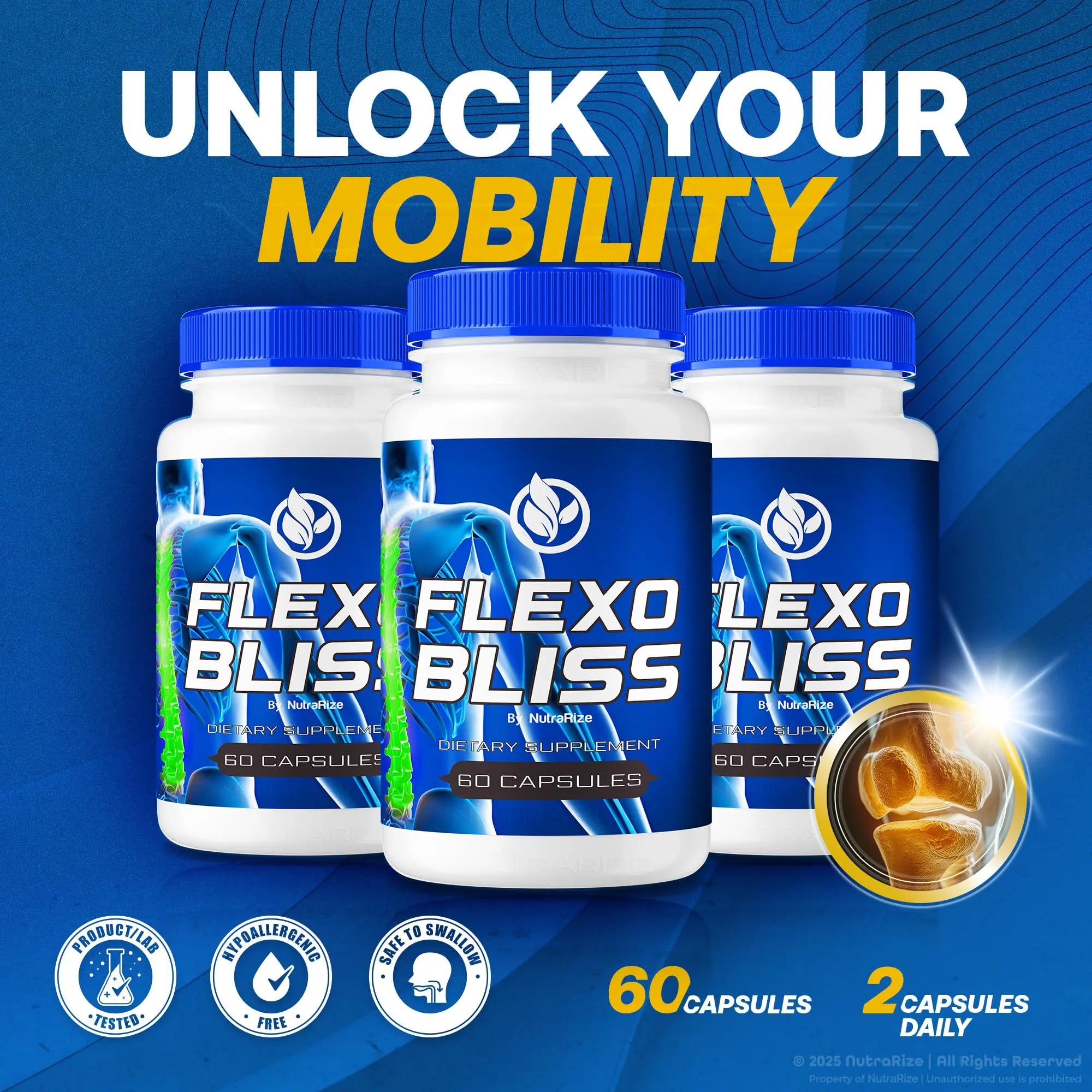 NutraRize Flexo Bliss, FlexoBliss Joint Health Support, All-Natural Supplement to Support Flexibility and Full Range of Motion, Official Flexo Bliss Reviews (60 Capsules) NutraRize uk supplements